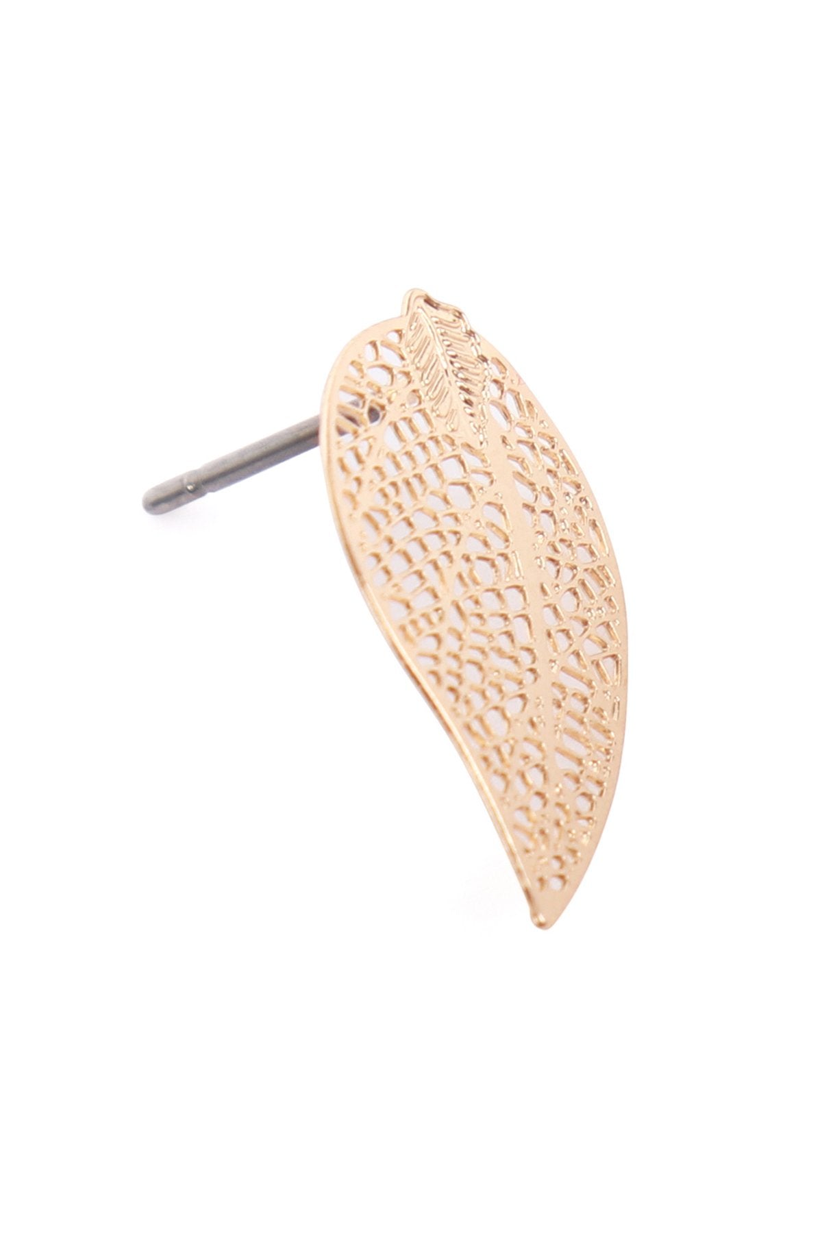 Oeb057 - Metal Leaf Filigree Post Earrings