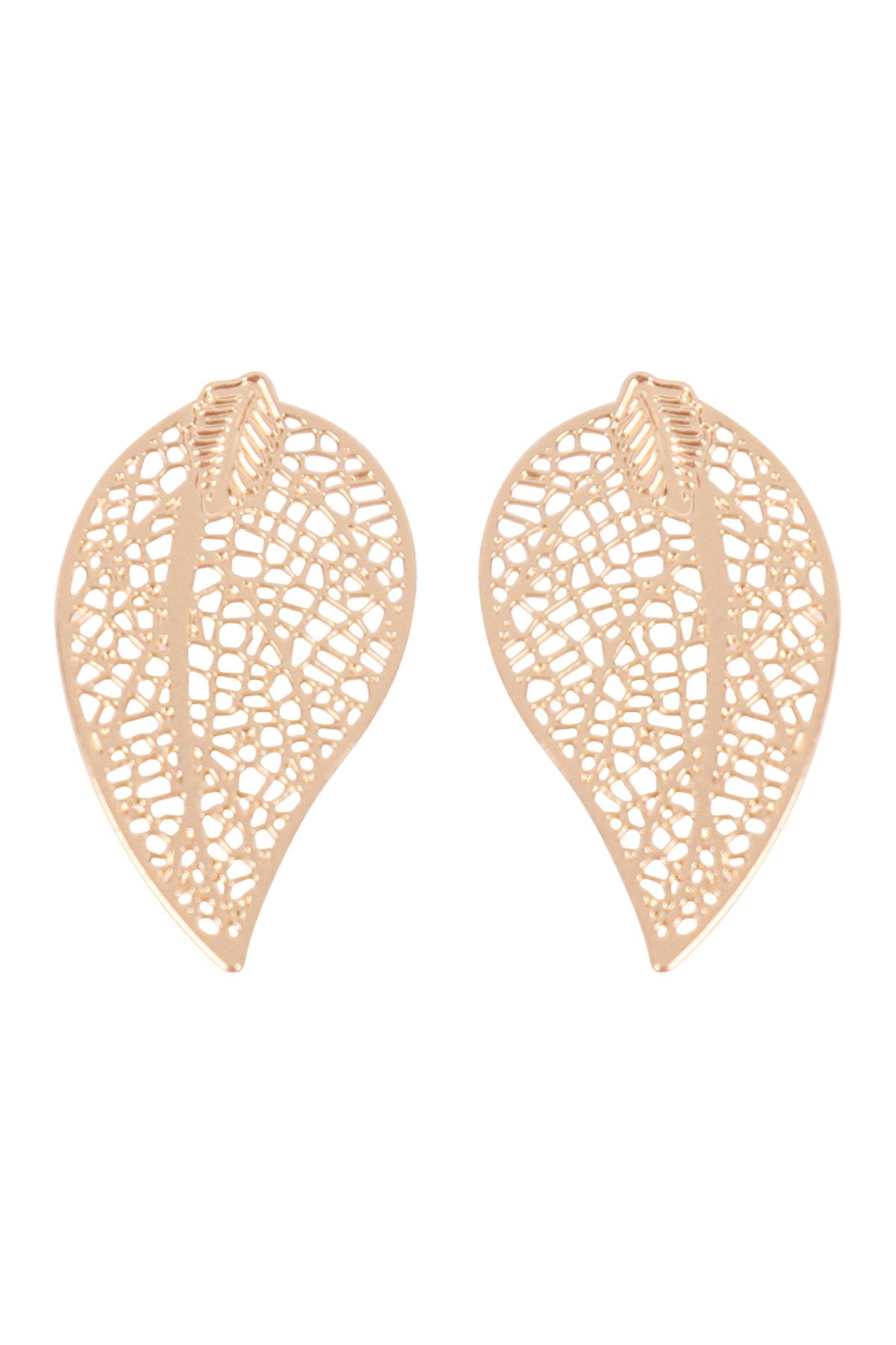 Oeb057 - Metal Leaf Filigree Post Earrings