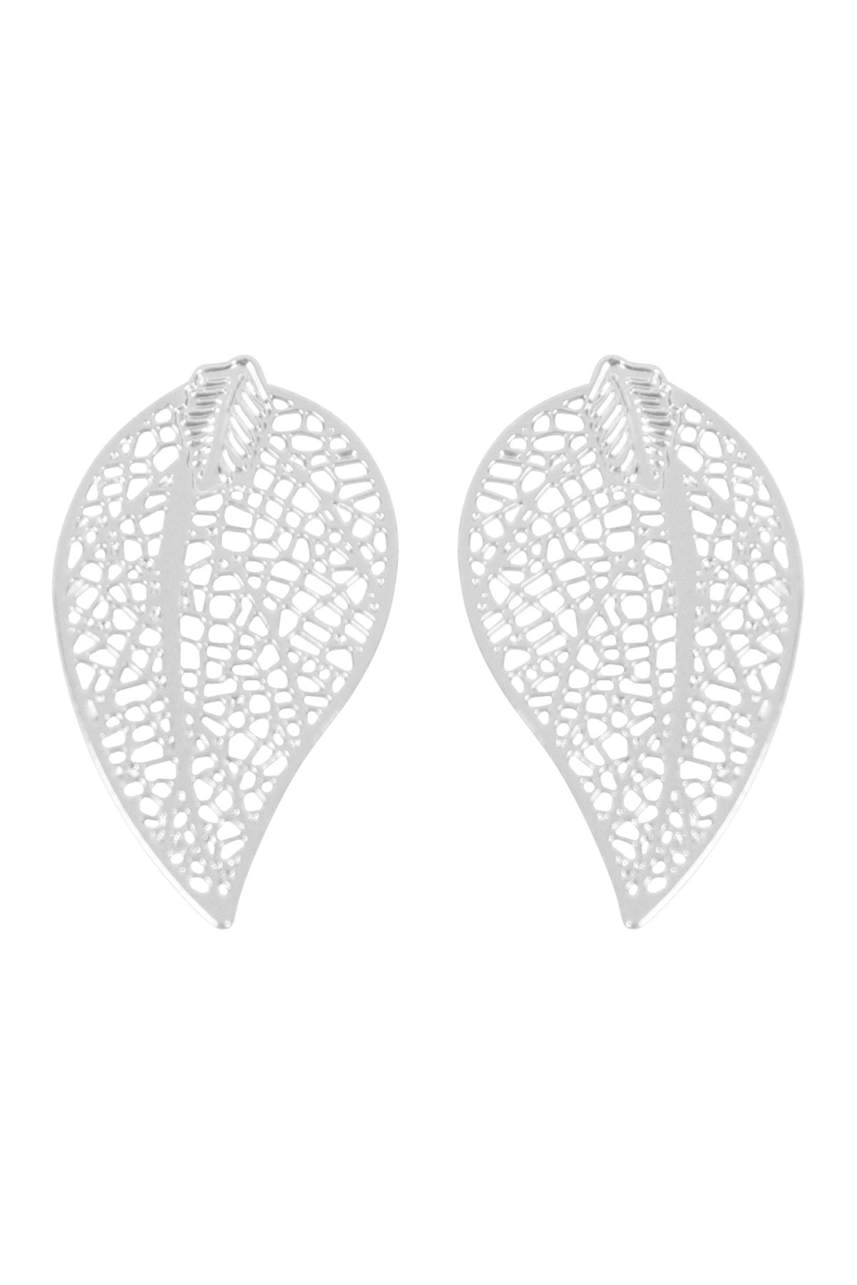 Oeb057 - Metal Leaf Filigree Post Earrings