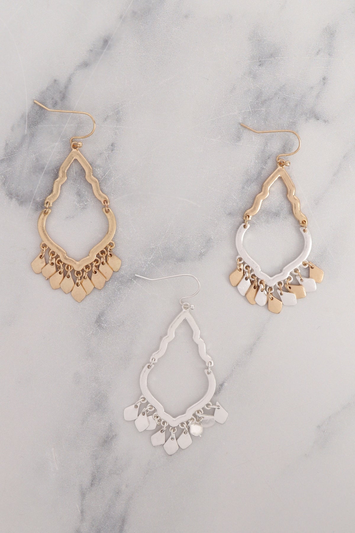 Pe3576 - Metal Open Cut Morracan Teardrop Earrings
