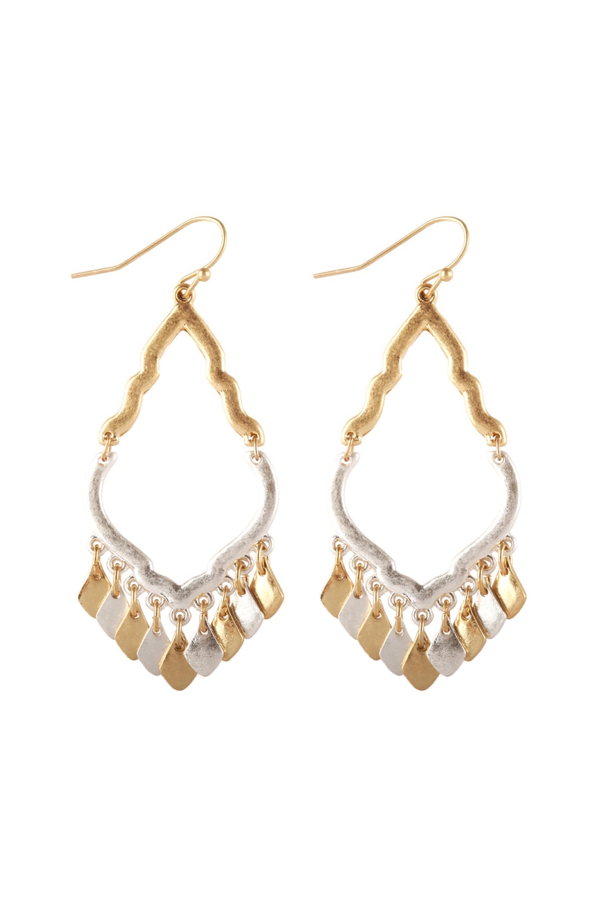 Pe3576 - Metal Open Cut Morracan Teardrop Earrings