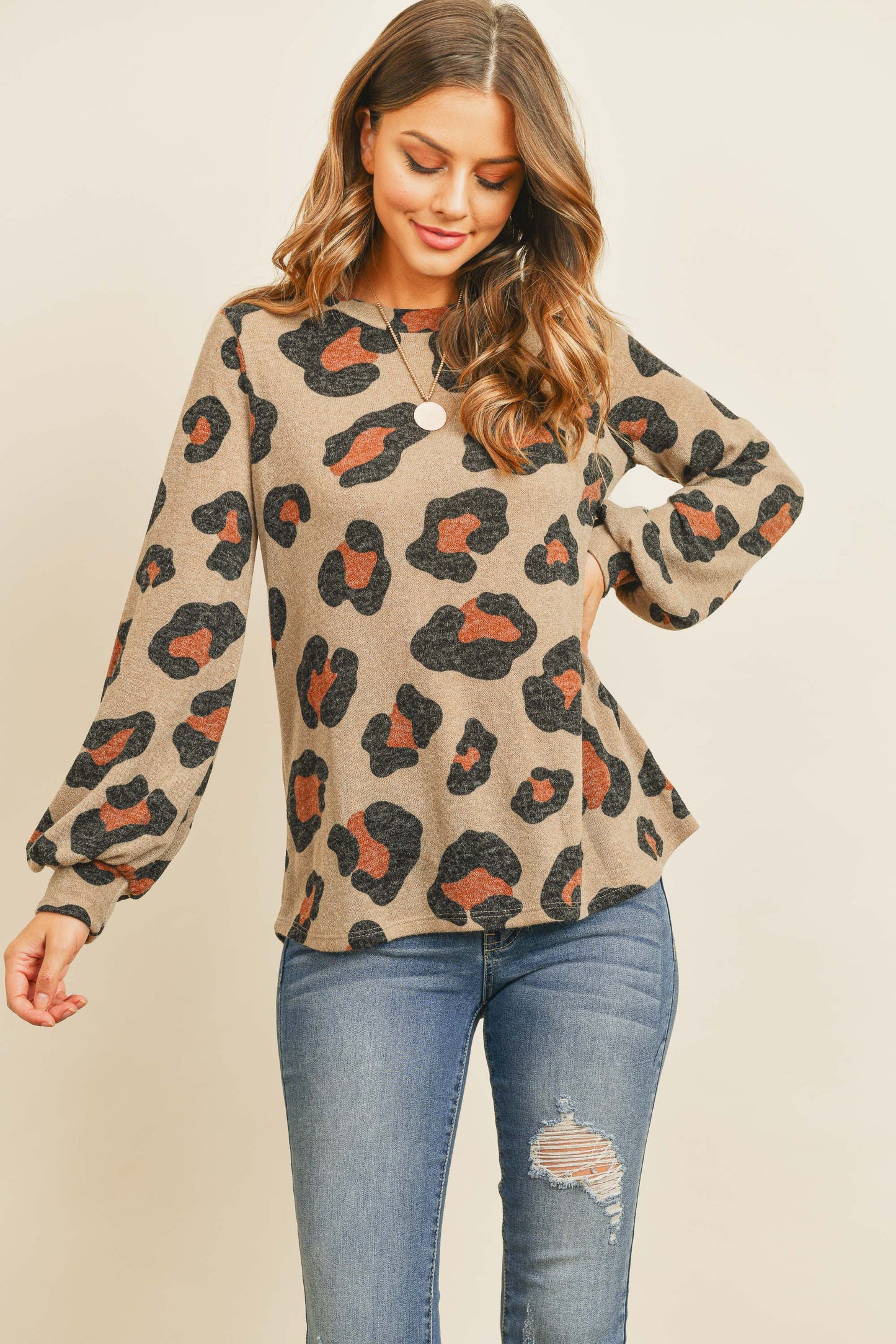 Puff Sleeved Leopard Print Top