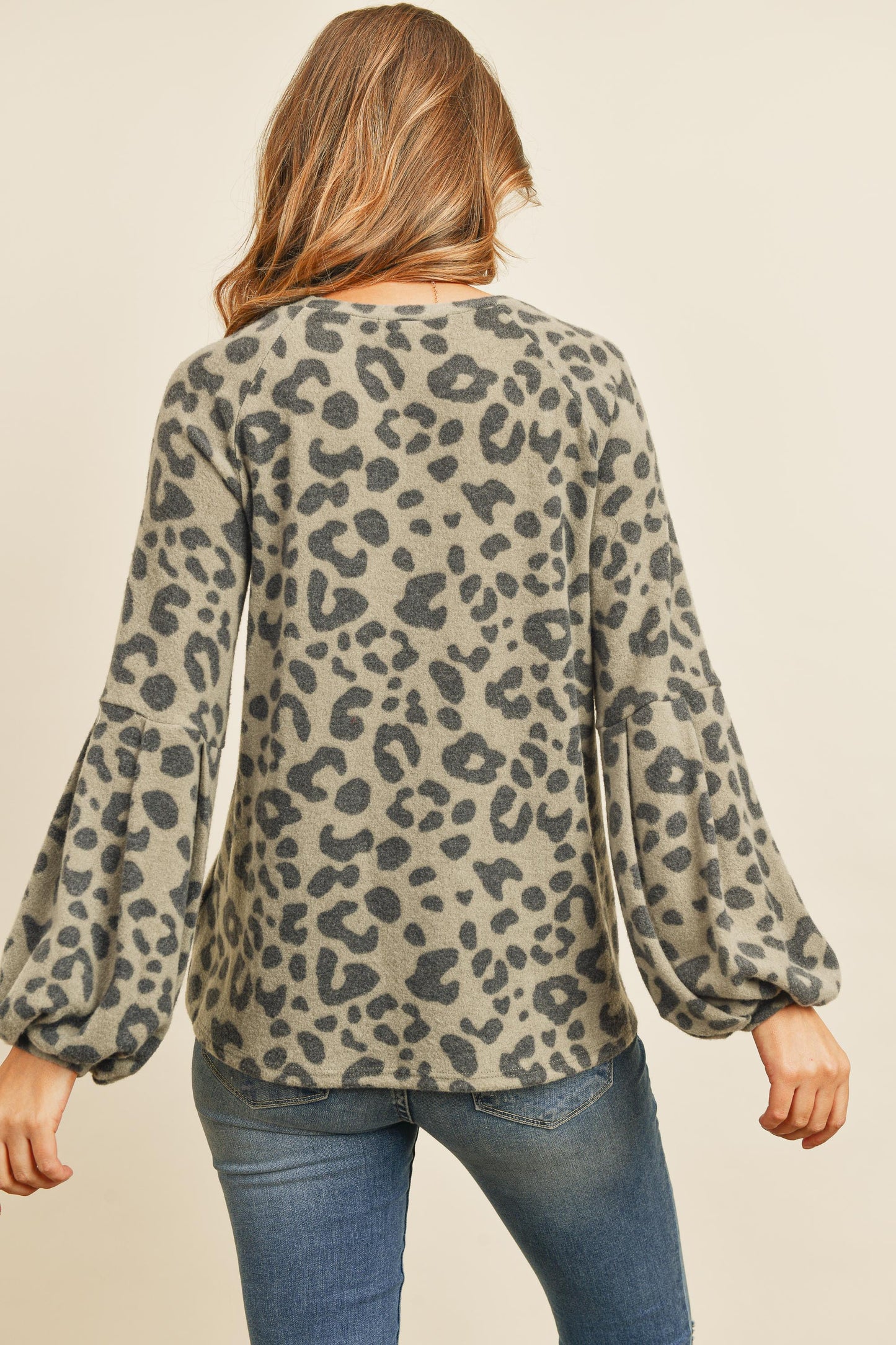 Cassimer Leopard Puff Sleeve Top