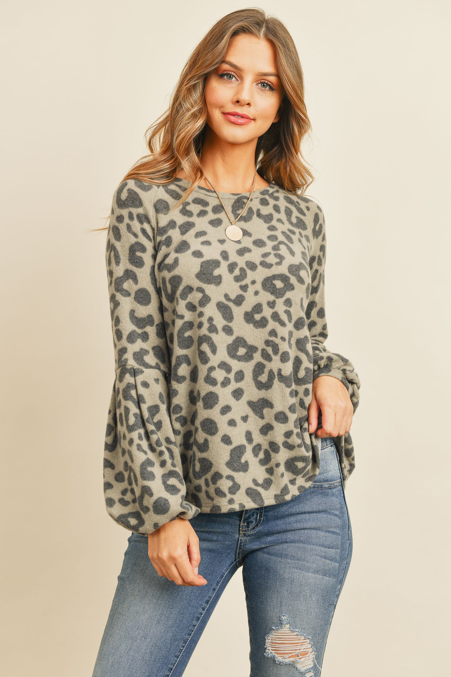 Cassimer Leopard Puff Sleeve Top
