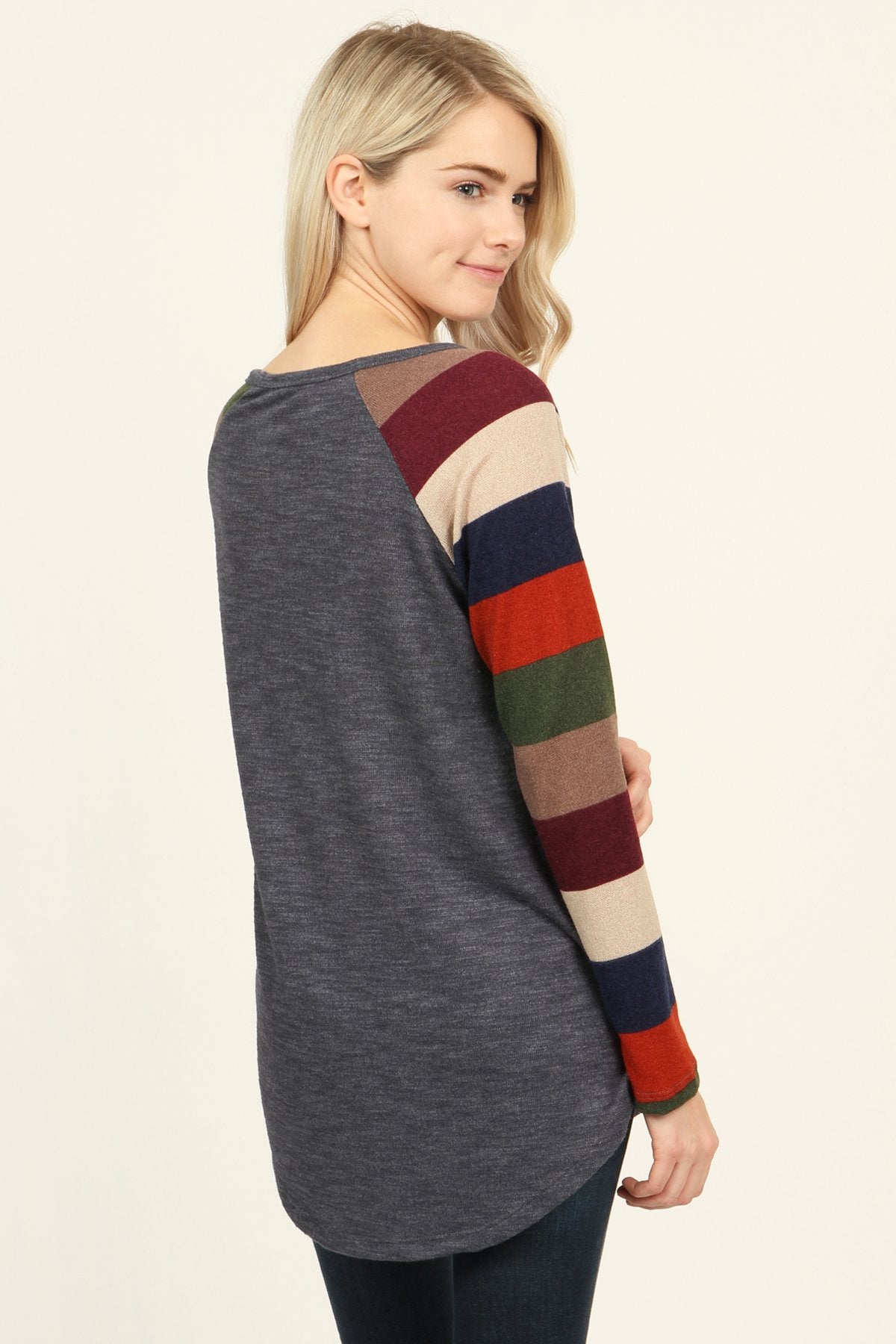 Sequin Pocket Striped Sleeve Tunic