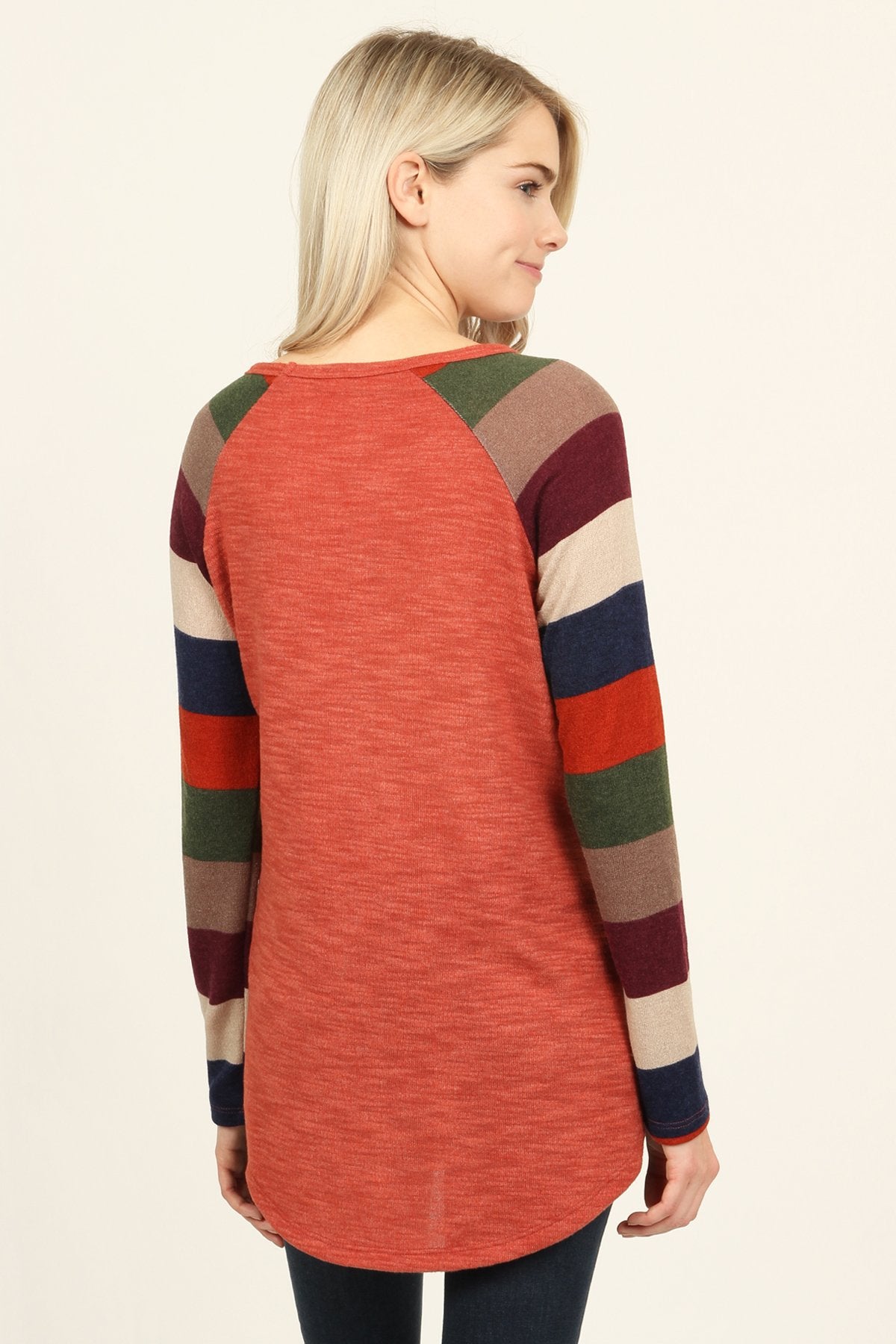 Sequin Pocket Striped Sleeve Tunic
