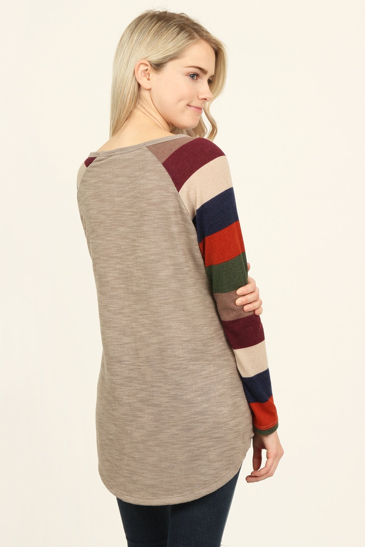 Sequin Pocket Striped Sleeve Tunic