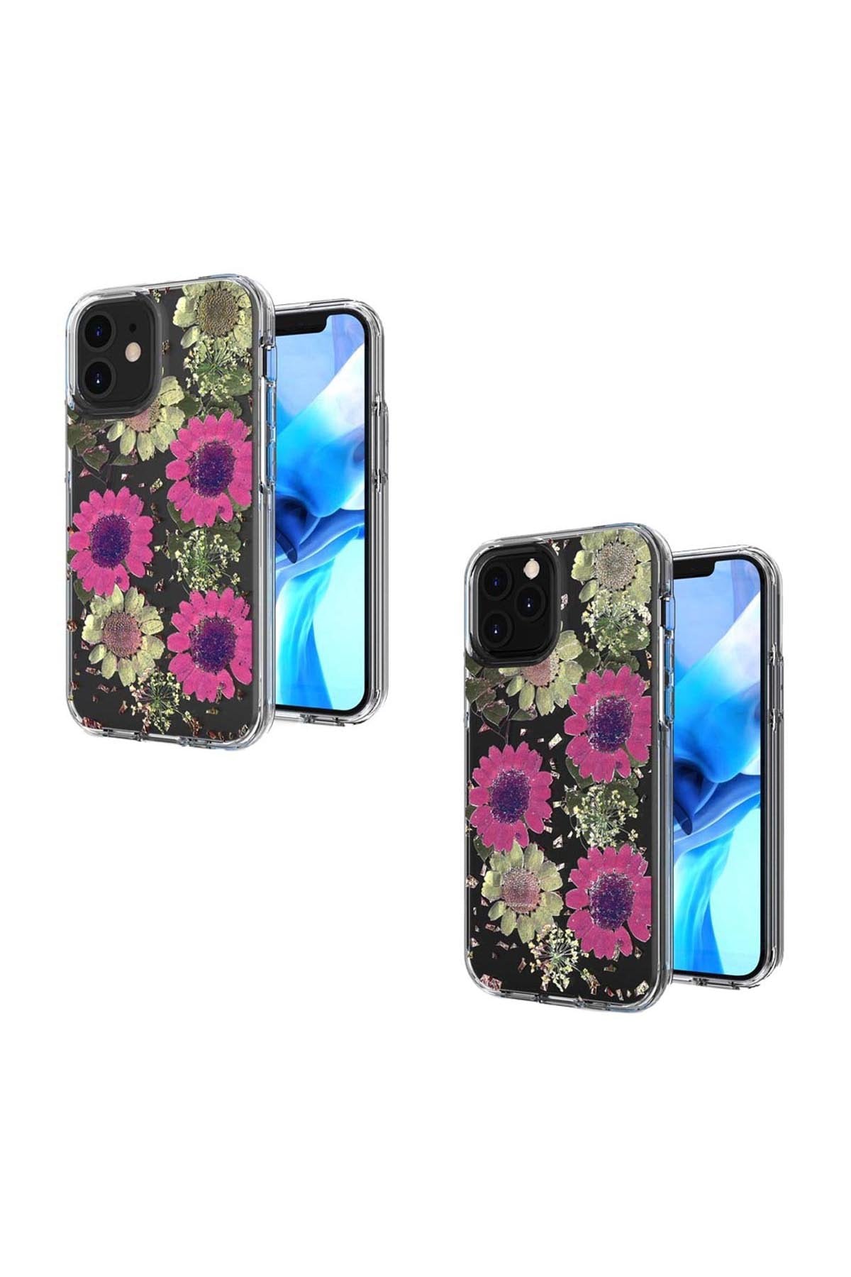 For iPHONE 12/Pro (6.1 ONLY) FLORAL GLITTER DESIGN CASE COVER