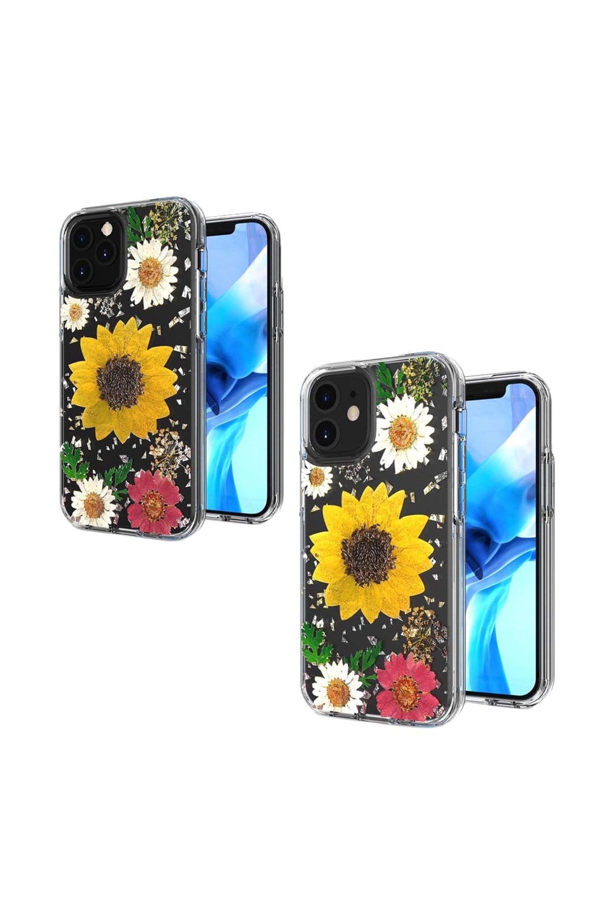 For iPHONE 12/Pro (6.1 ONLY) FLORAL GLITTER DESIGN CASE COVER