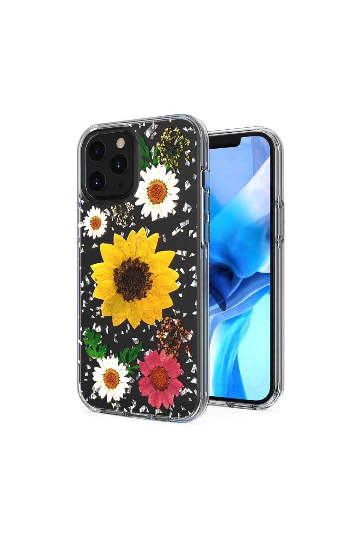 For iPHONE 12 PRO MAX 6.7 FLORAL GLITTER DESIGN CASE COVER
