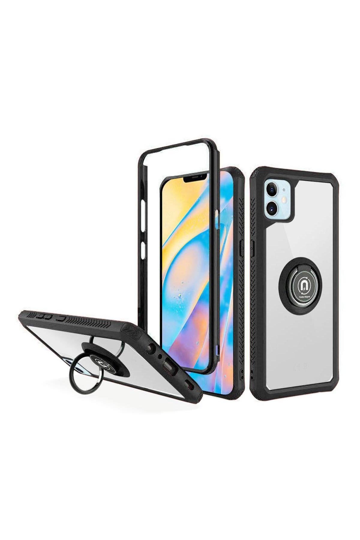 For iPHONE 12 MINI 5.4 TRANSPARENT MAGNETIC RINGSTAND CASE COVER