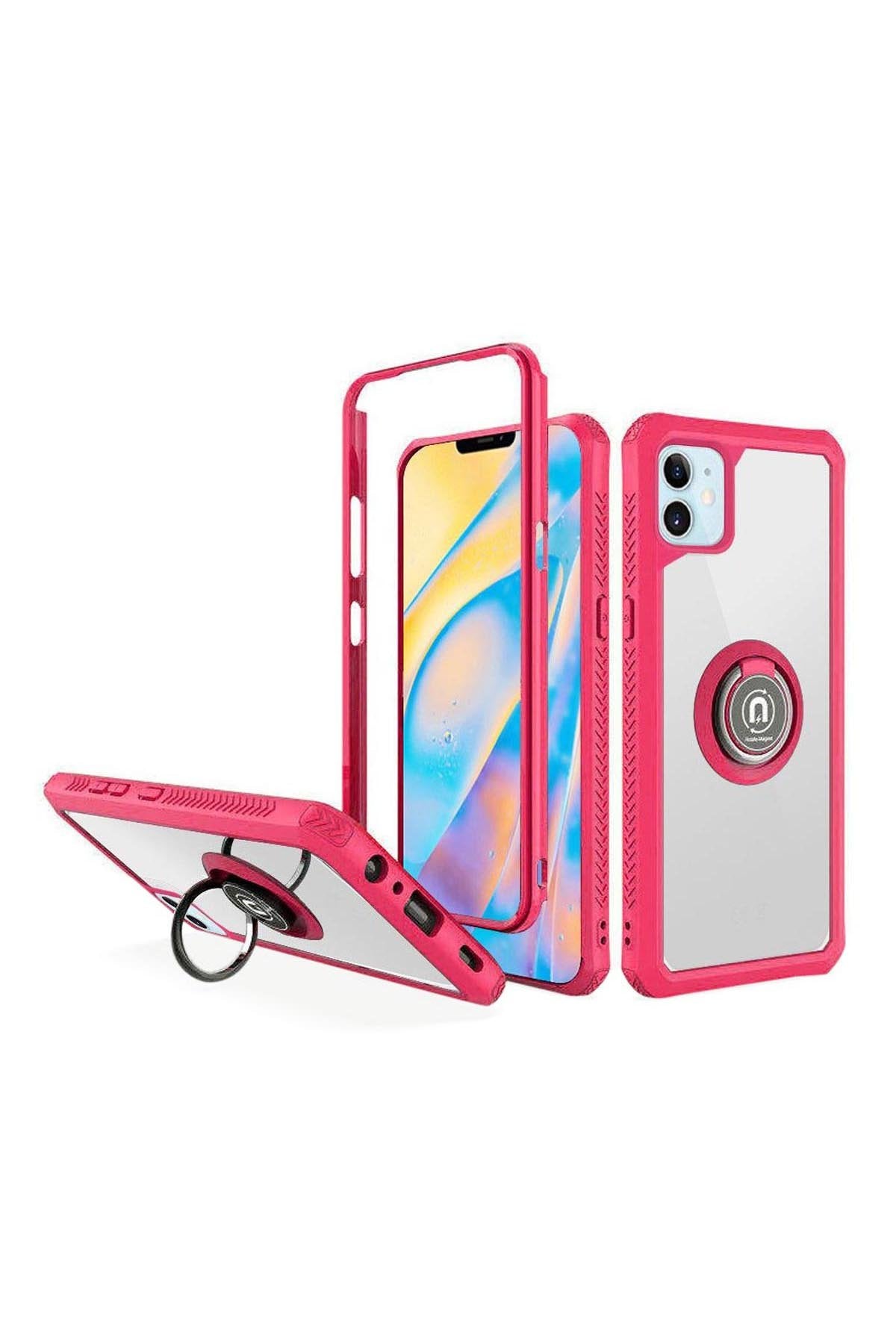 For iPHONE 12 MINI 5.4 TRANSPARENT MAGNETIC RINGSTAND CASE COVER