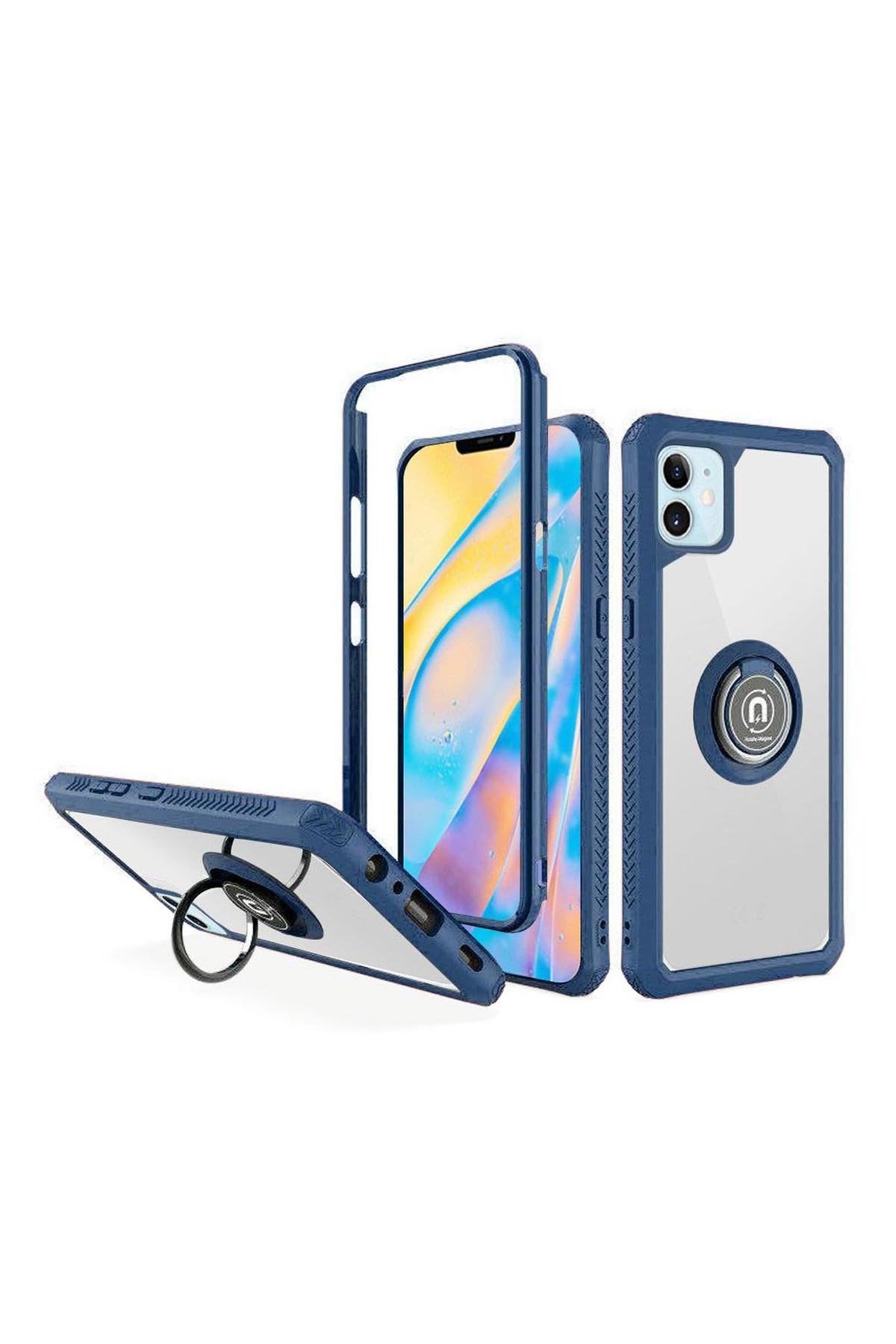 For iPHONE 12 MINI 5.4 TRANSPARENT MAGNETIC RINGSTAND CASE COVER