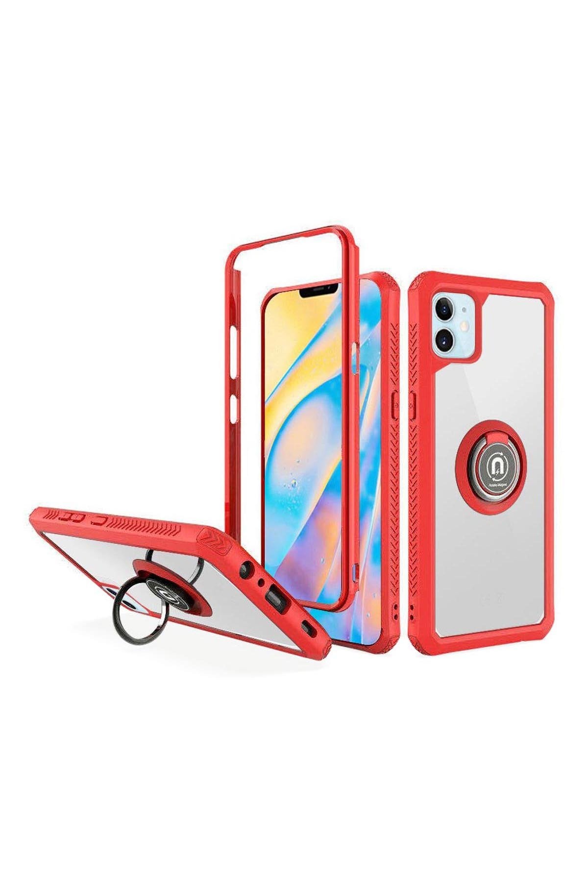 For iPHONE 12 MINI 5.4 TRANSPARENT MAGNETIC RINGSTAND CASE COVER