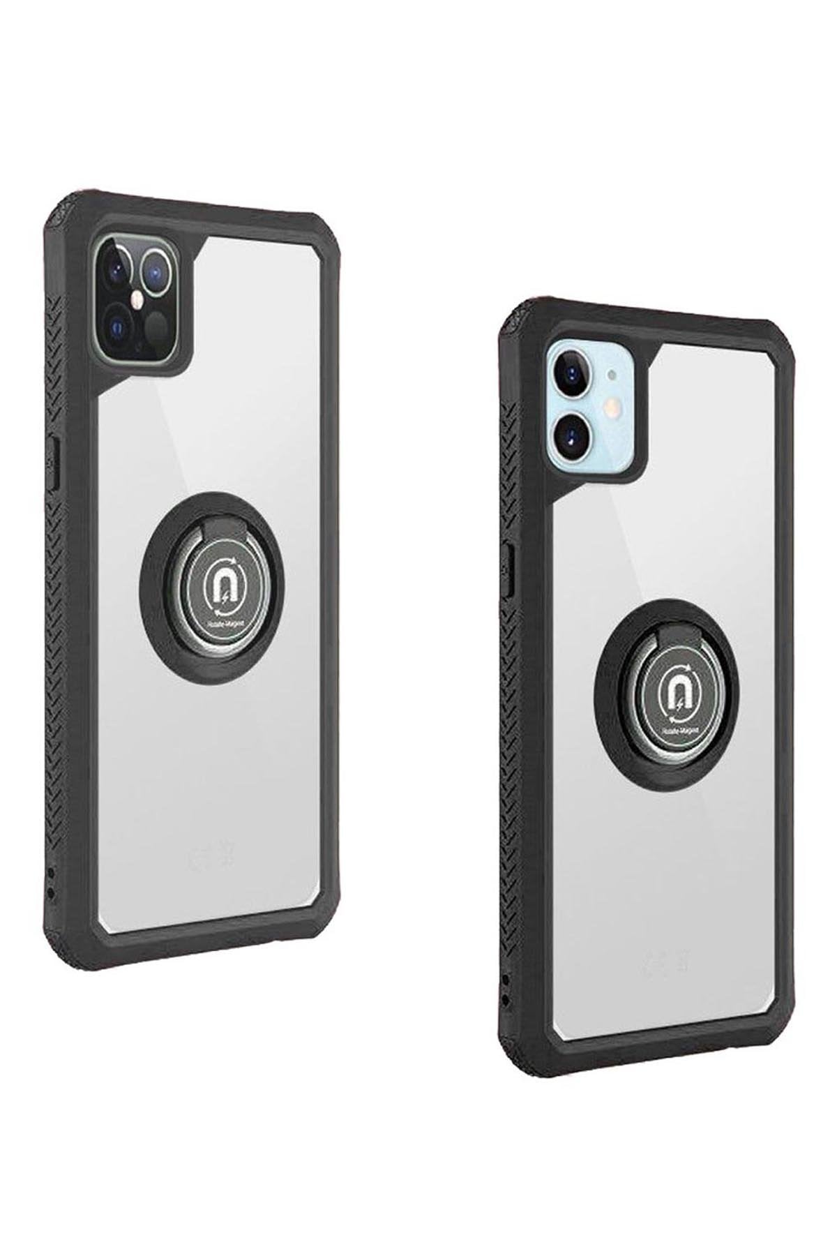 For iPHONE 12/Pro (6.1 ONLY) TRANSPARENT MAGNETIC RINGSTAND CASE COVER