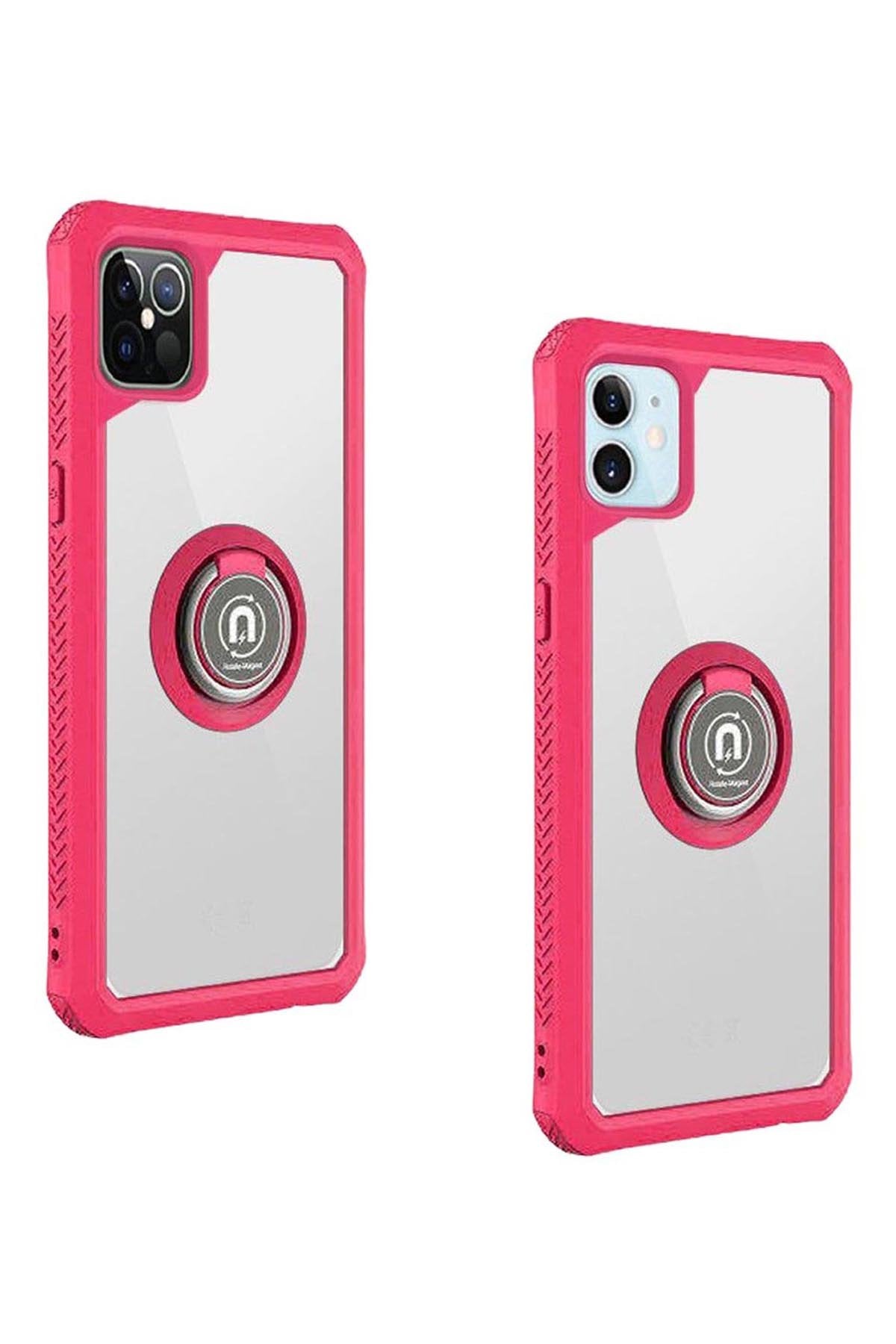 For iPHONE 12/Pro (6.1 ONLY) TRANSPARENT MAGNETIC RINGSTAND CASE COVER