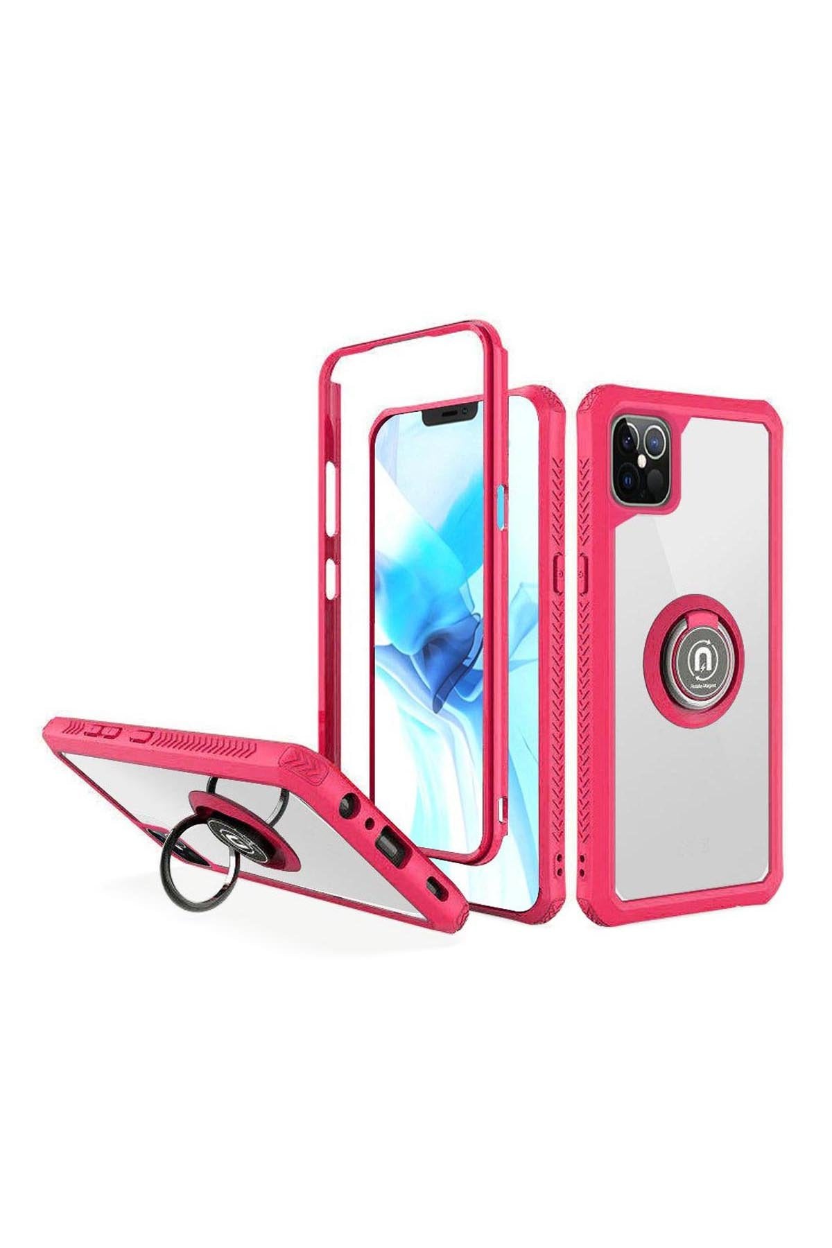 For iPHONE 12 PRO MAX 6.7 TRANSPARENT MAGNETIC RINGSTAND CASE COVER