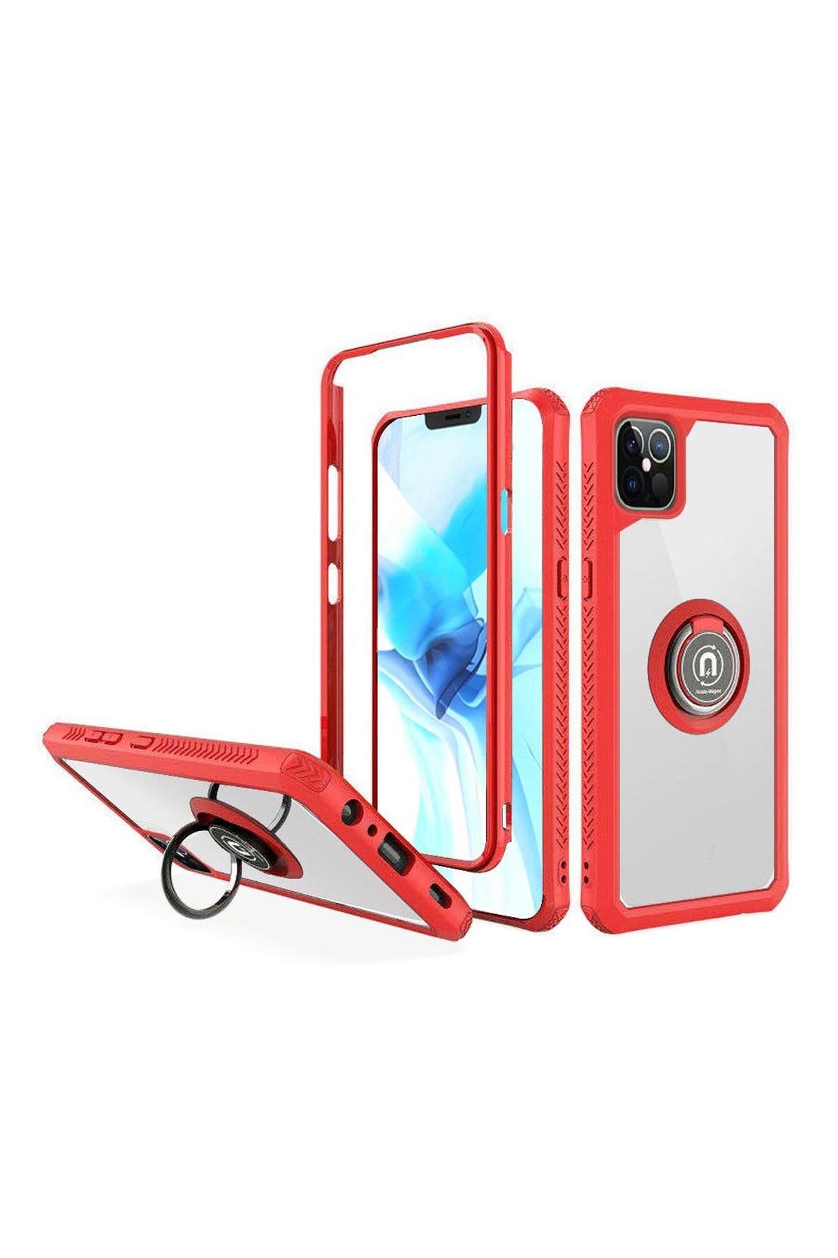 For iPHONE 12 PRO MAX 6.7 TRANSPARENT MAGNETIC RINGSTAND CASE COVER
