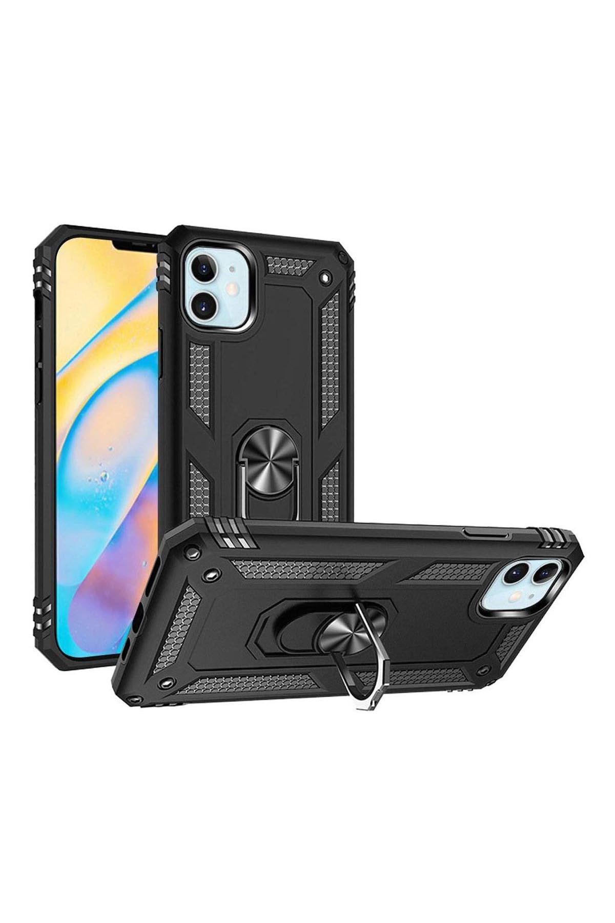 For iPHONE 12 MINI 5.4 RING MAGNETIC KICKSTAND HYBRID CASE COVER