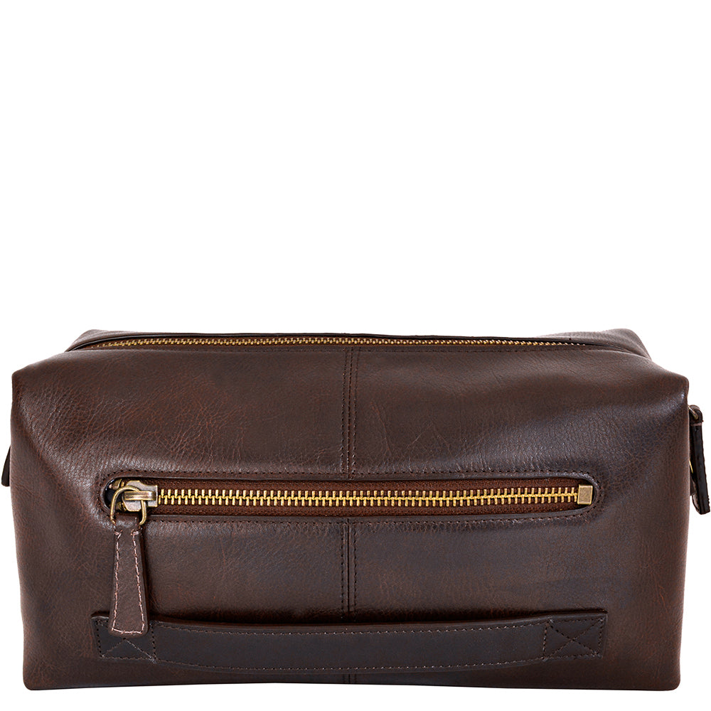 Hidesign Charles Leather Shave Toilet Travel Kit With Waterproof Interior
