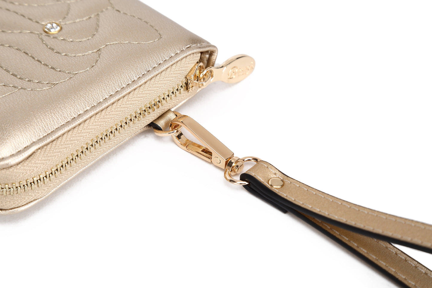 Rosette 3D Vegan Leather Crystal Wristlet Wallet