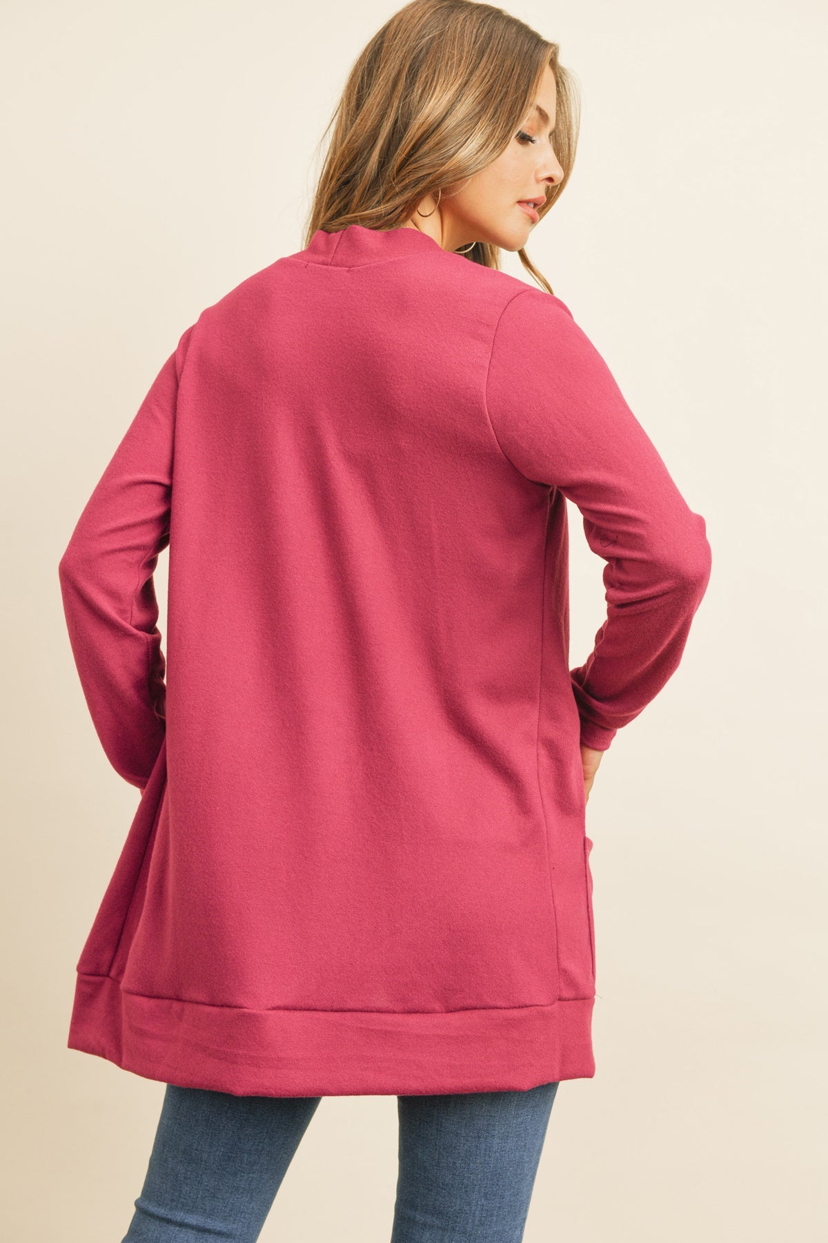 Hacci Brushed Open Front Cardigan
