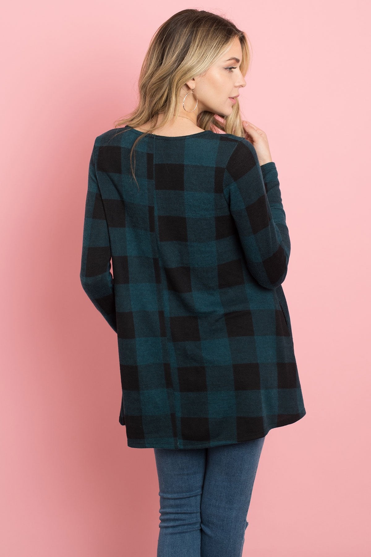 Plaid Long Sleeves A-Line Top