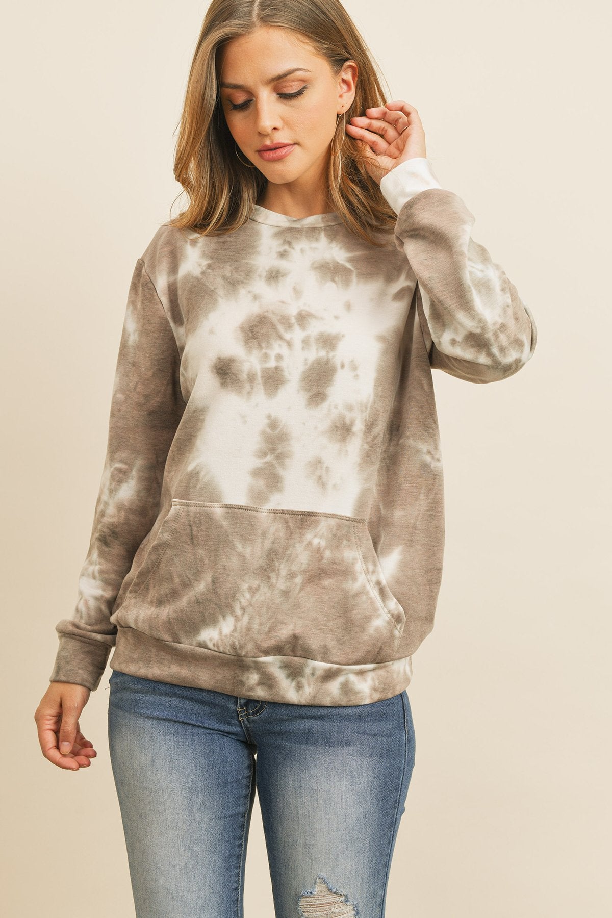 Tie Dye Long Sleeve Round Neck Top
