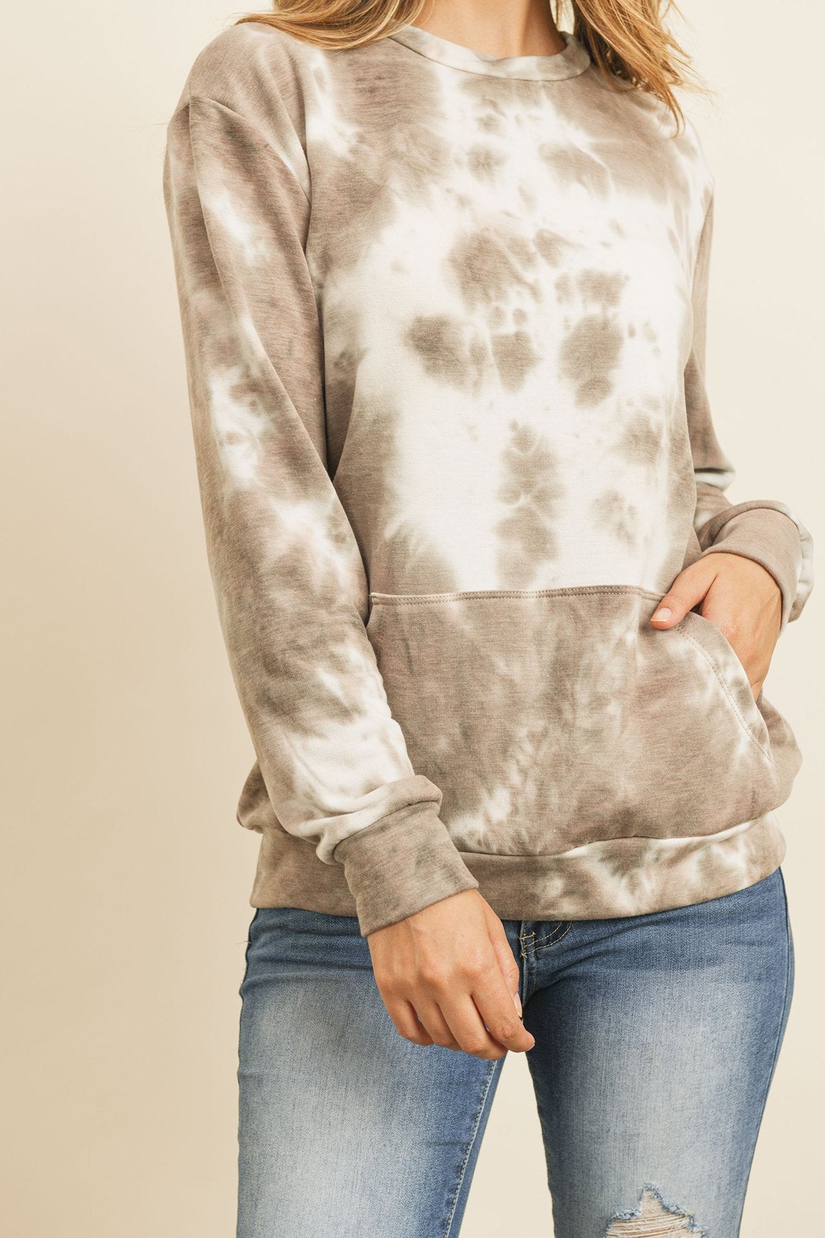Tie Dye Long Sleeve Round Neck Top