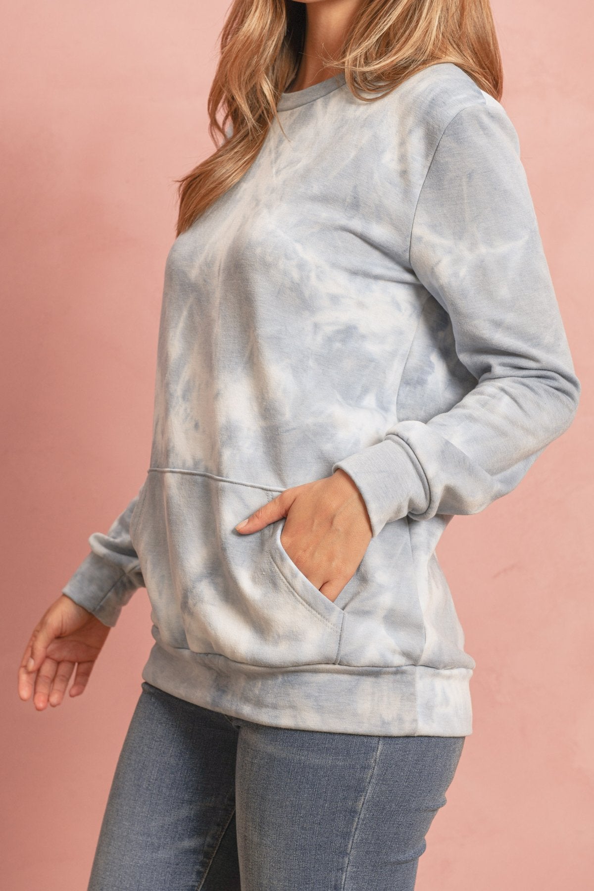 Tie Dye Long Sleeve Round Neck Top