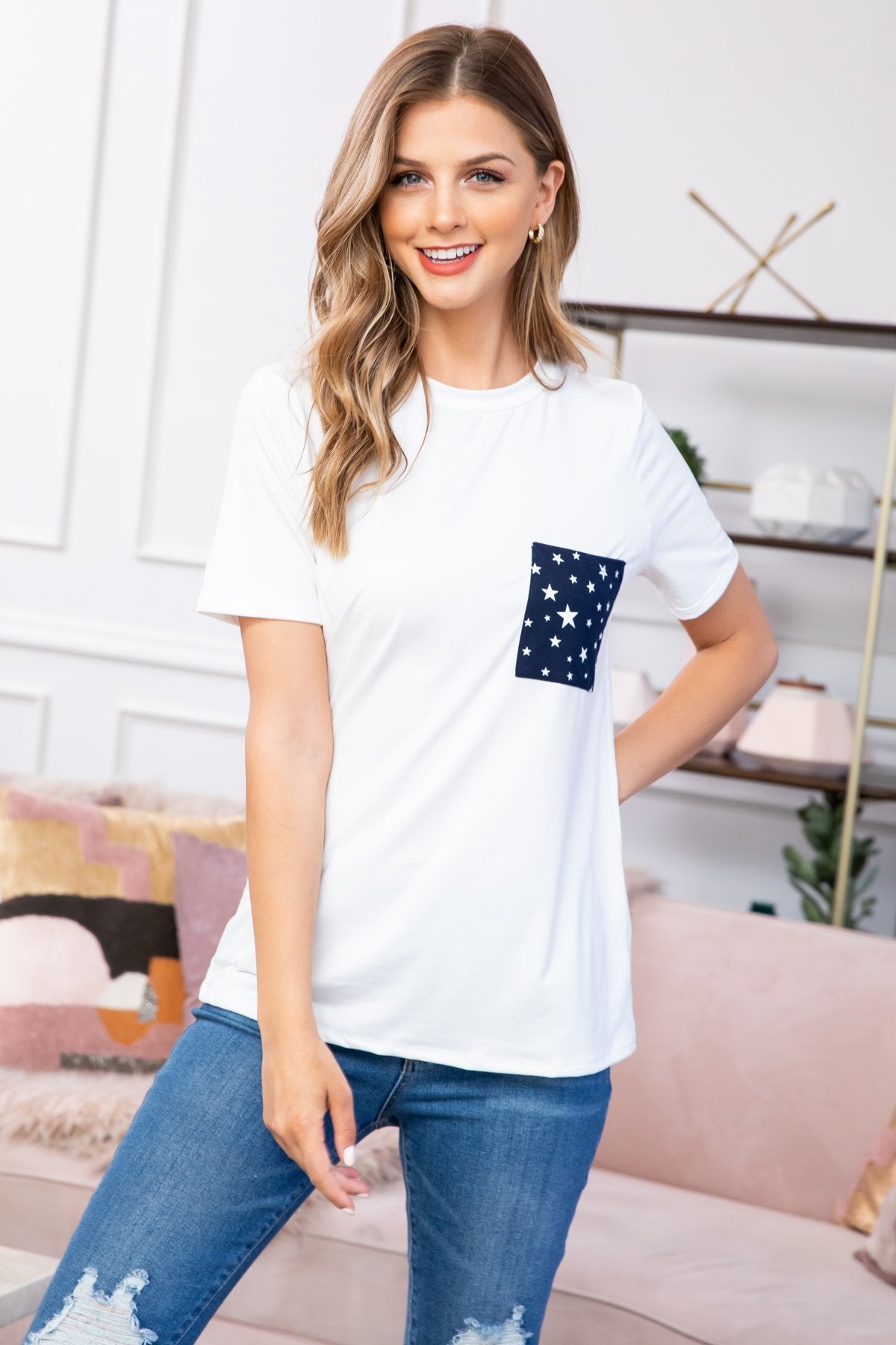 Short Sleeve Star Pocket Top