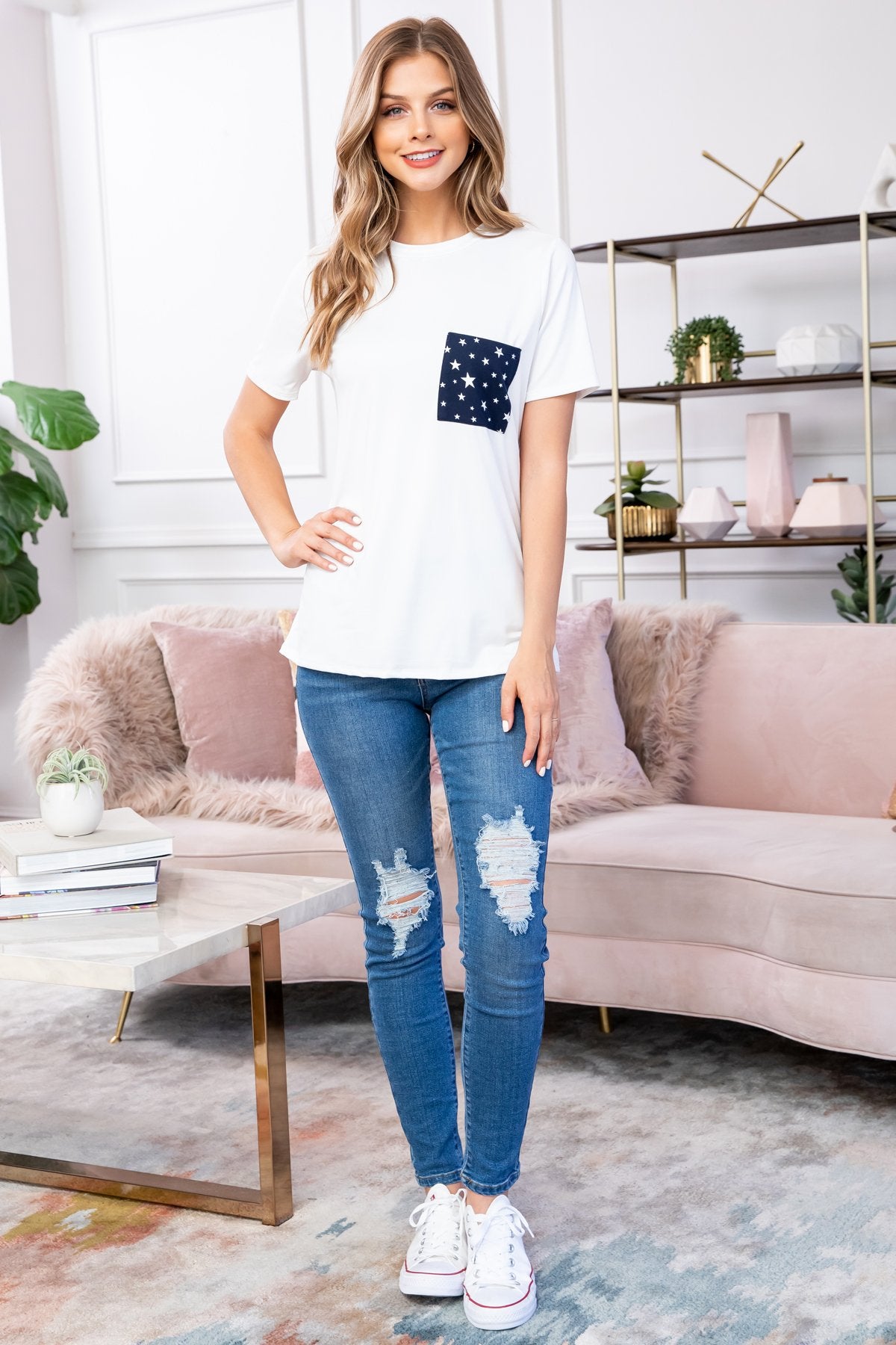 Short Sleeve Star Pocket Top