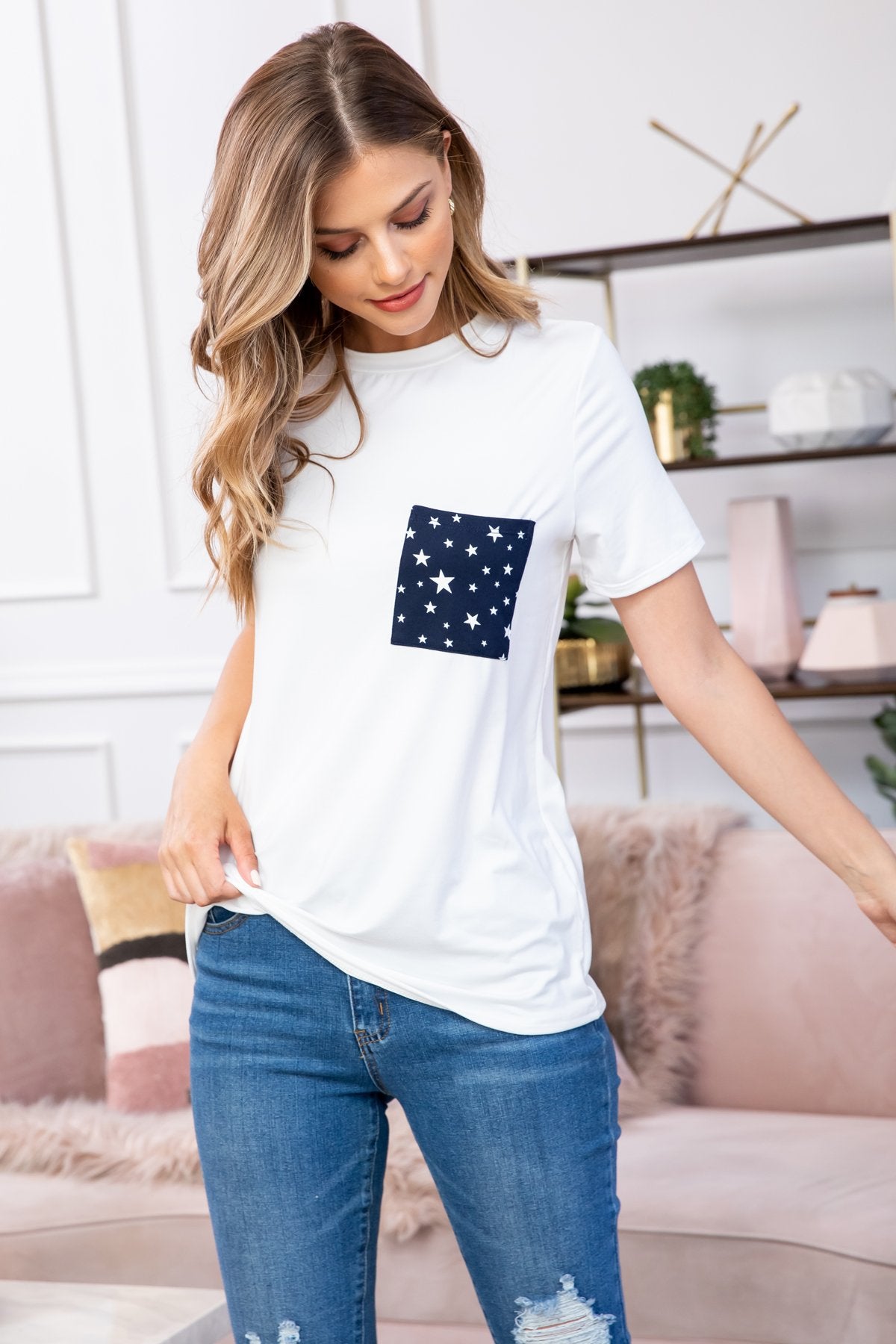 Short Sleeve Star Pocket Top