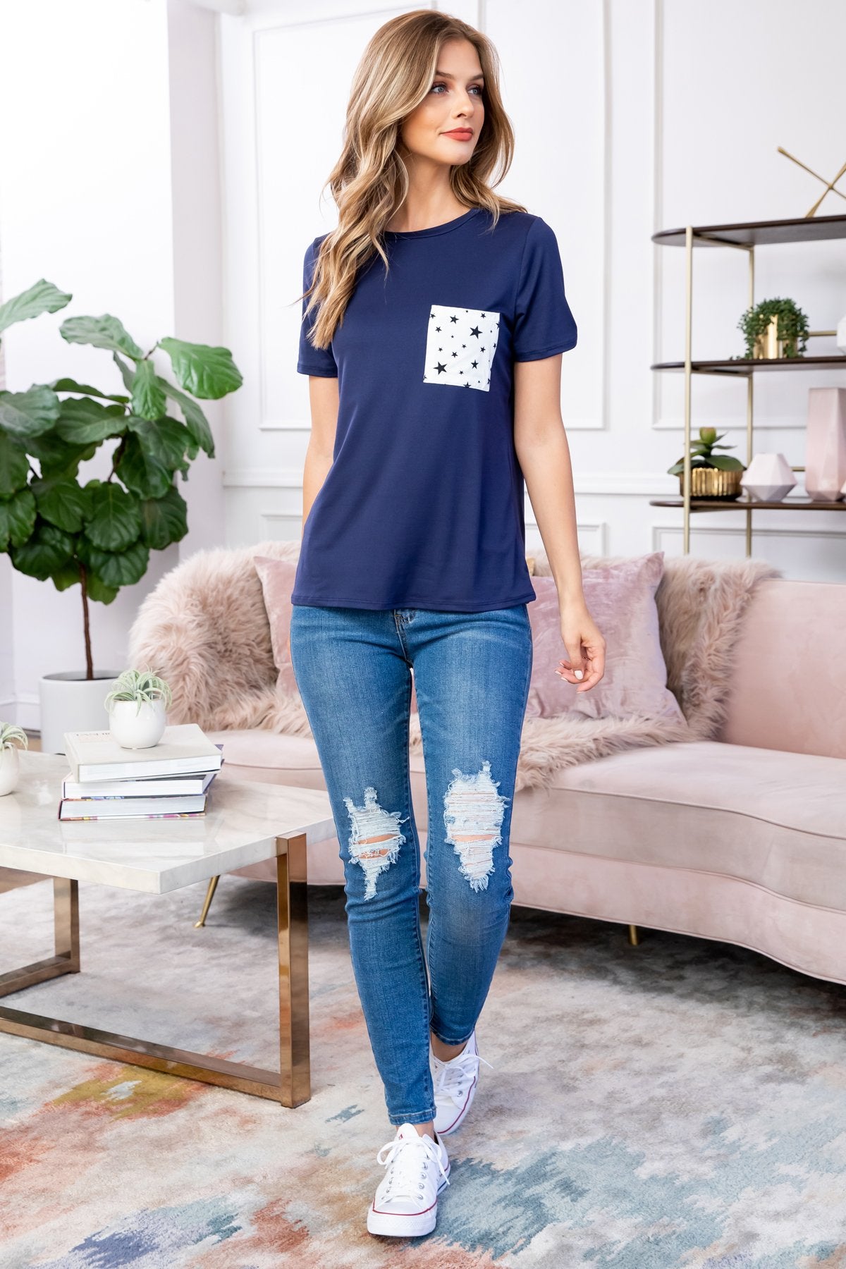 Short Sleeve Star Pocket Top