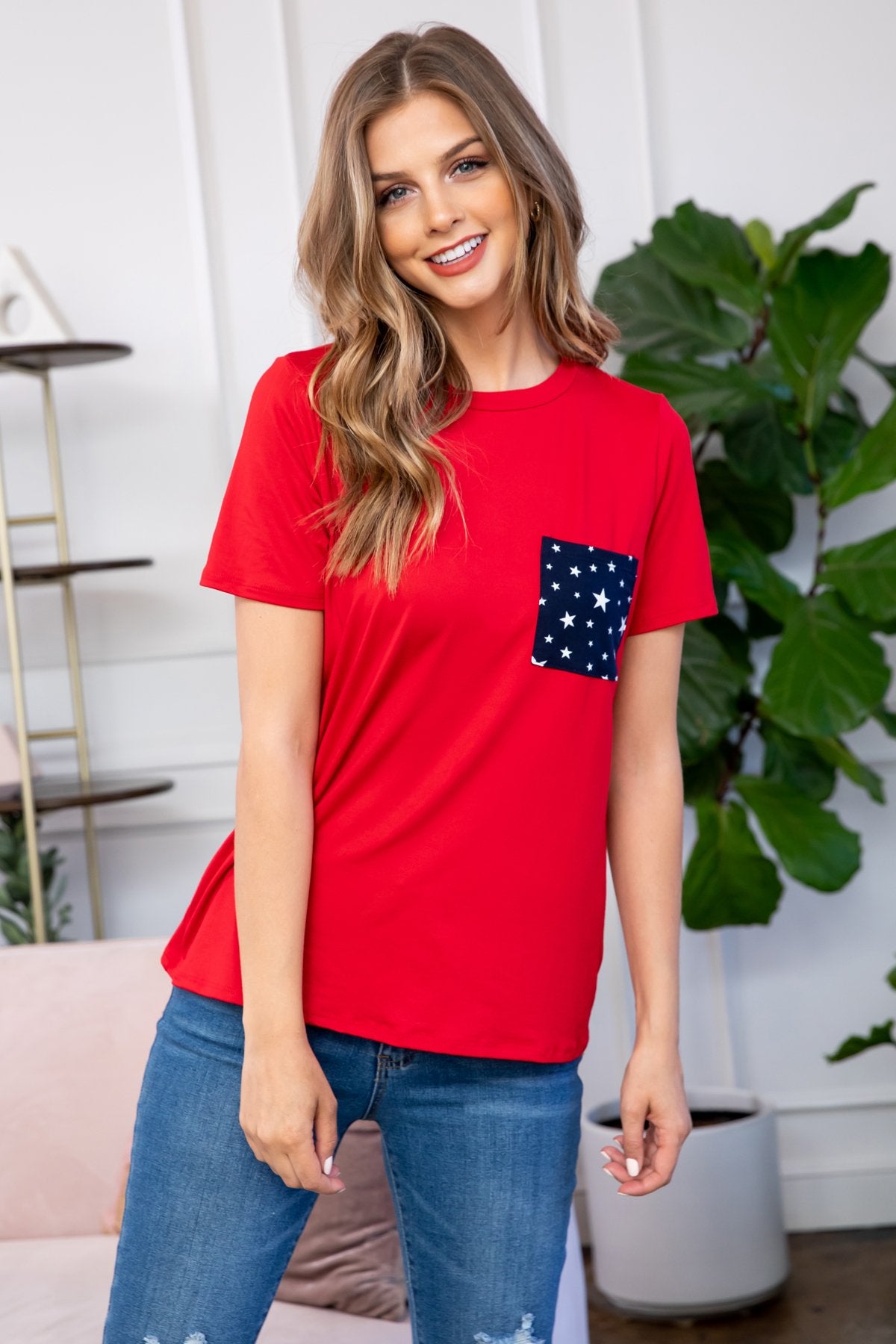 Short Sleeve Star Pocket Top