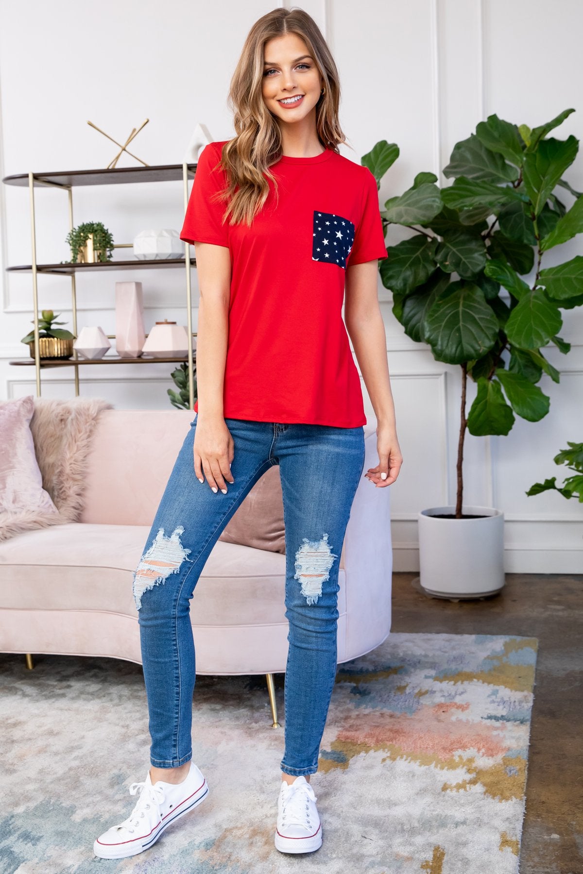 Short Sleeve Star Pocket Top