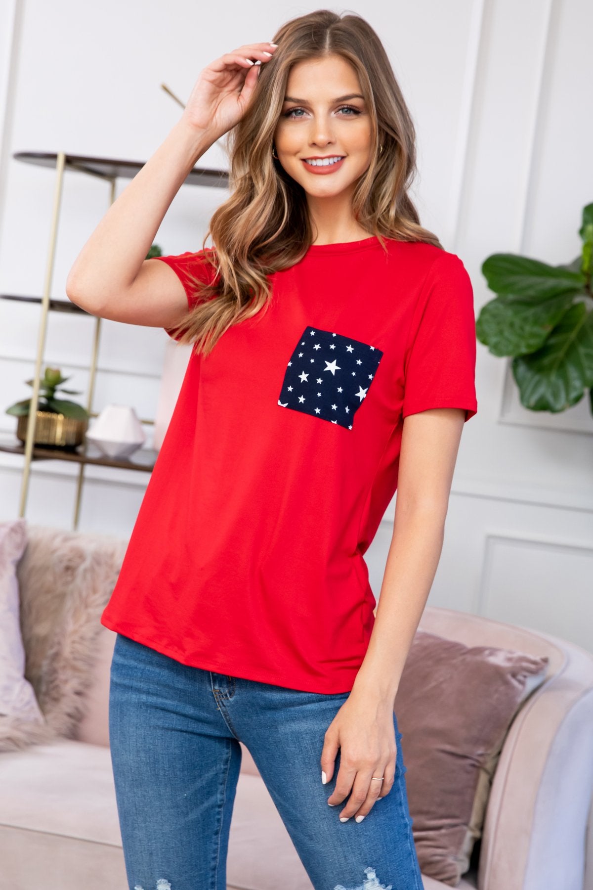 Short Sleeve Star Pocket Top