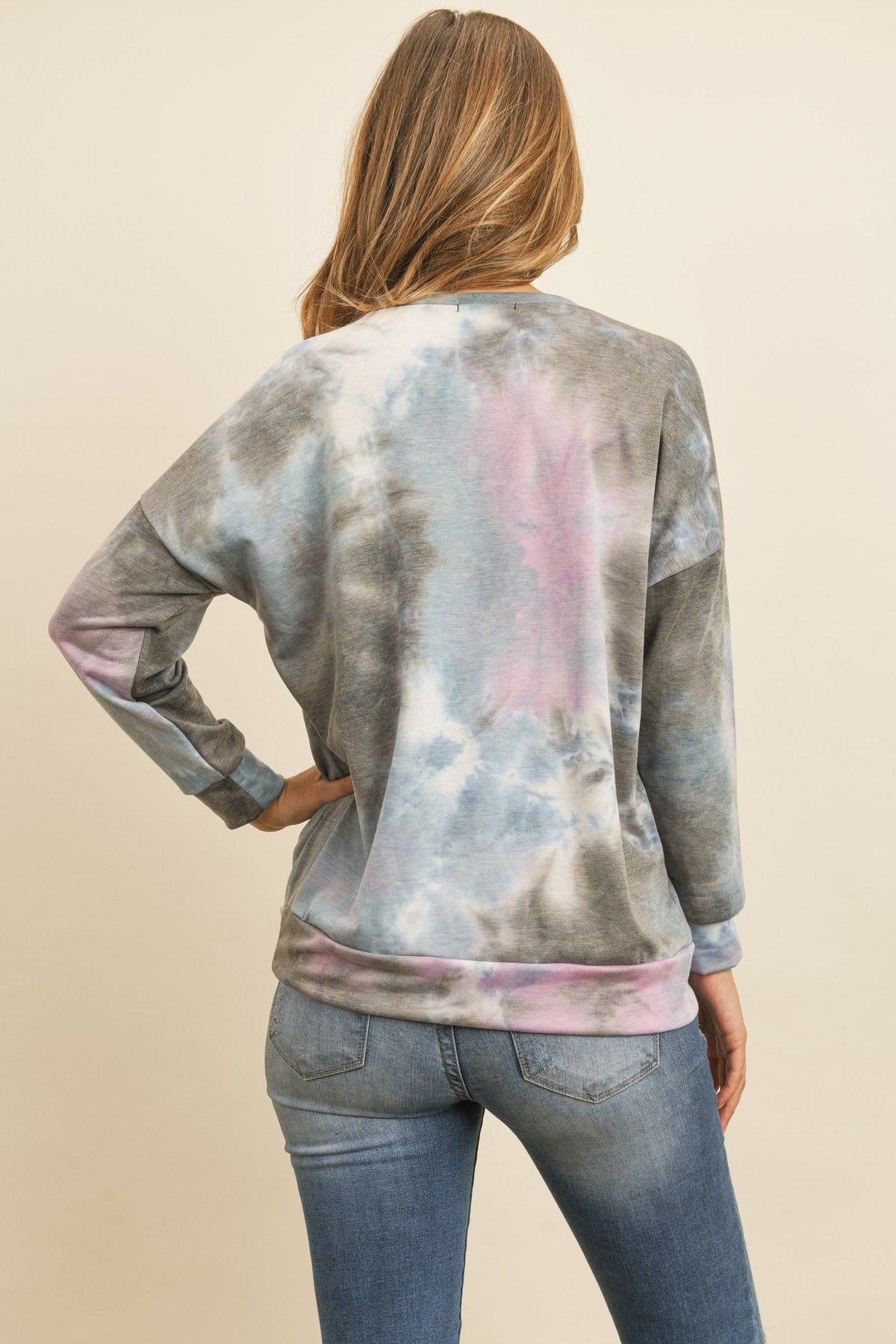 French Terry Tie Dye Pullover With Kangaroo Pockets