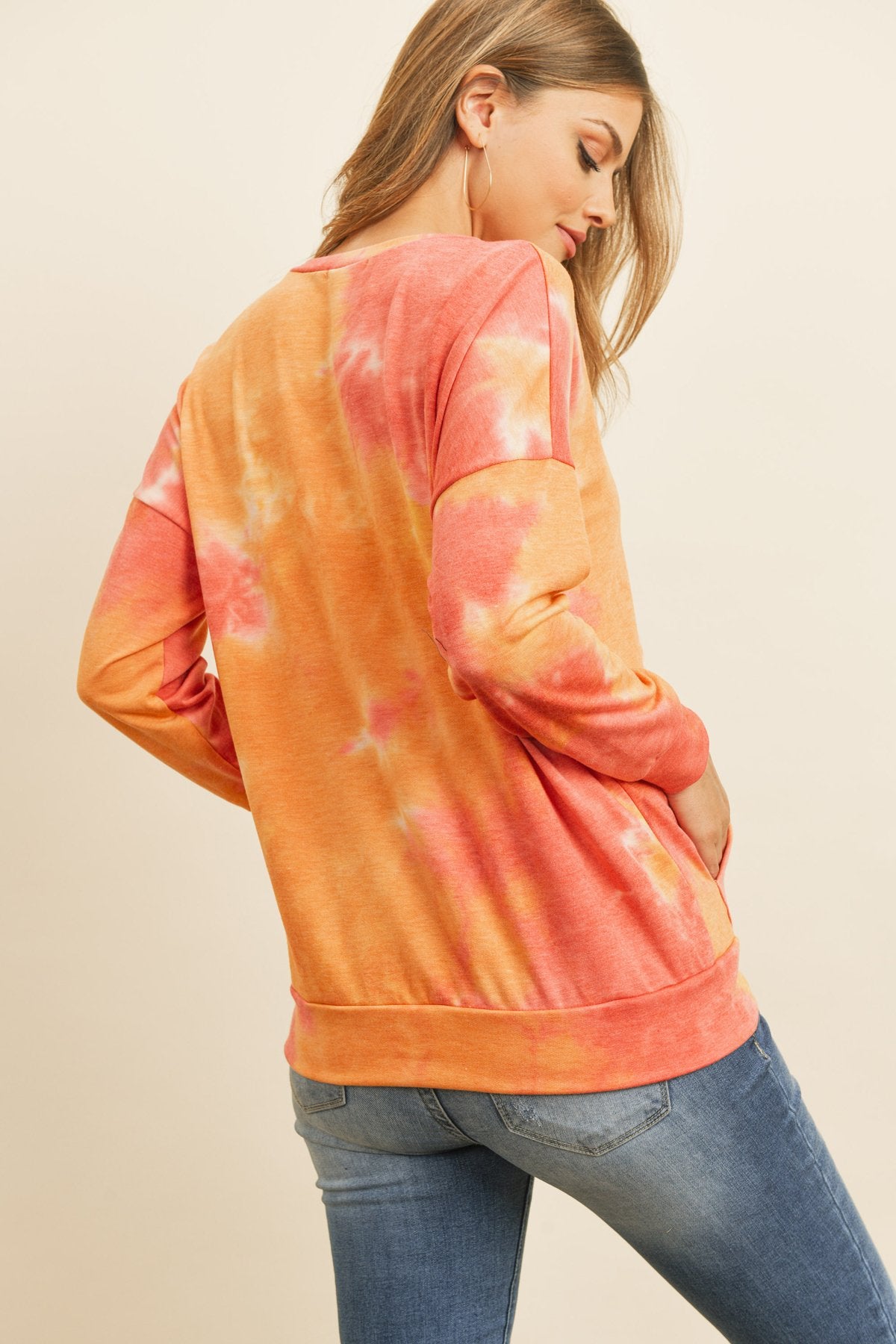 French Terry Tie Dye Pullover With Kangaroo Pockets