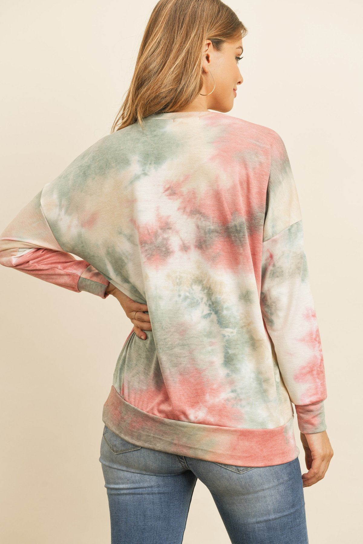 French Terry Tie Dye Pullover With Kangaroo Pockets