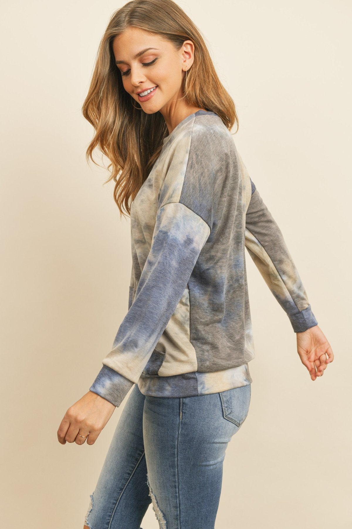 French Terry Tie Dye Pullover With Kangaroo Pockets
