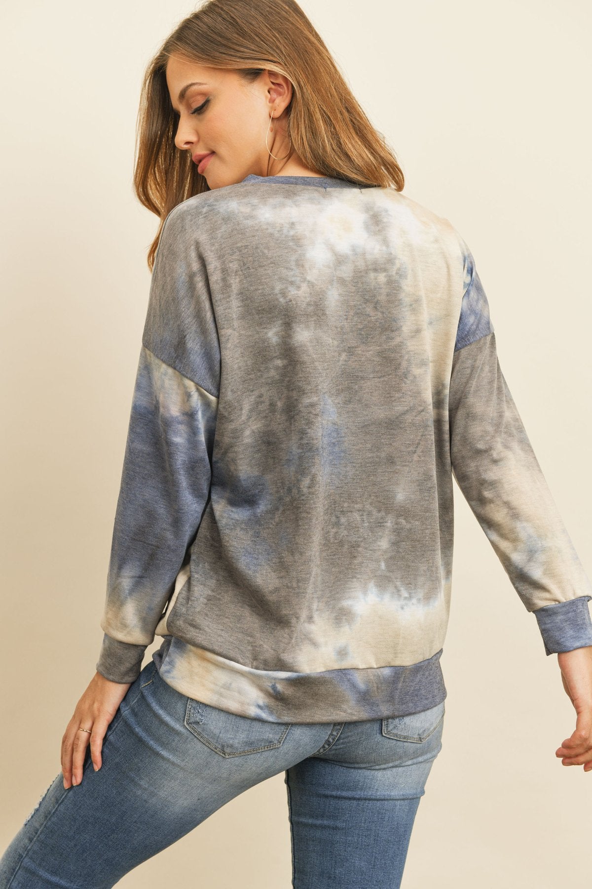 French Terry Tie Dye Pullover With Kangaroo Pockets