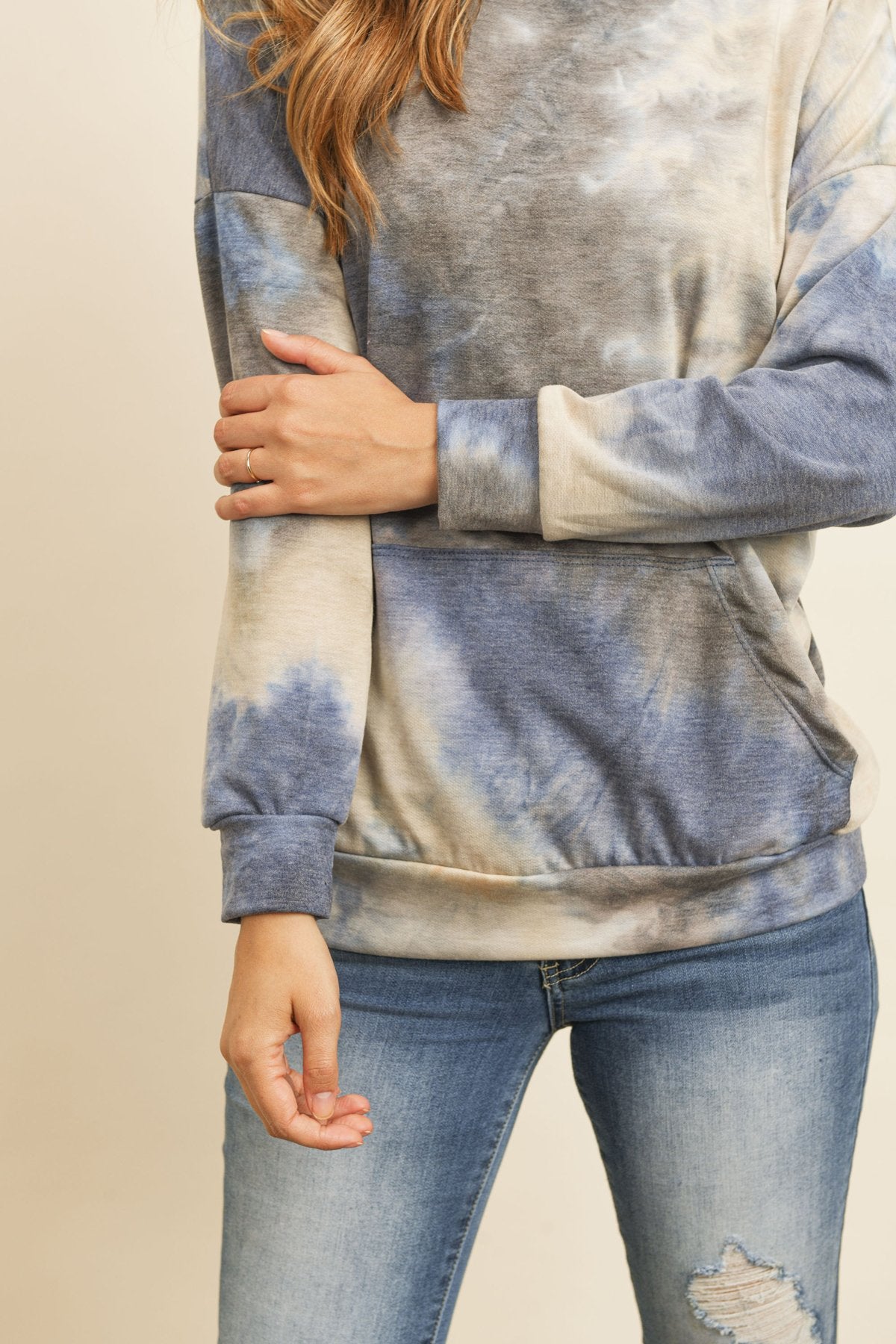 French Terry Tie Dye Pullover With Kangaroo Pockets