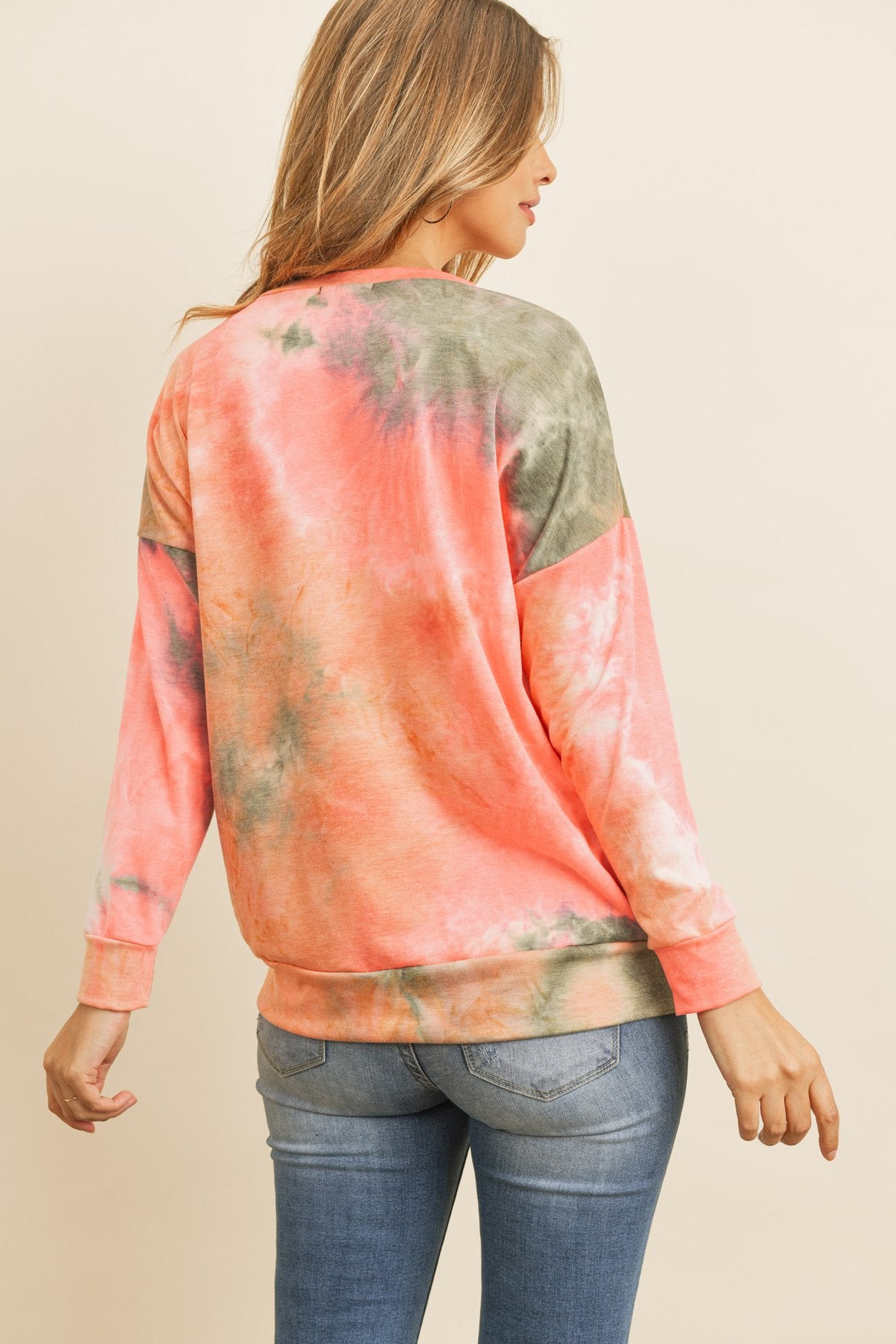 French Terry Tie Dye Pullover With Kangaroo Pockets
