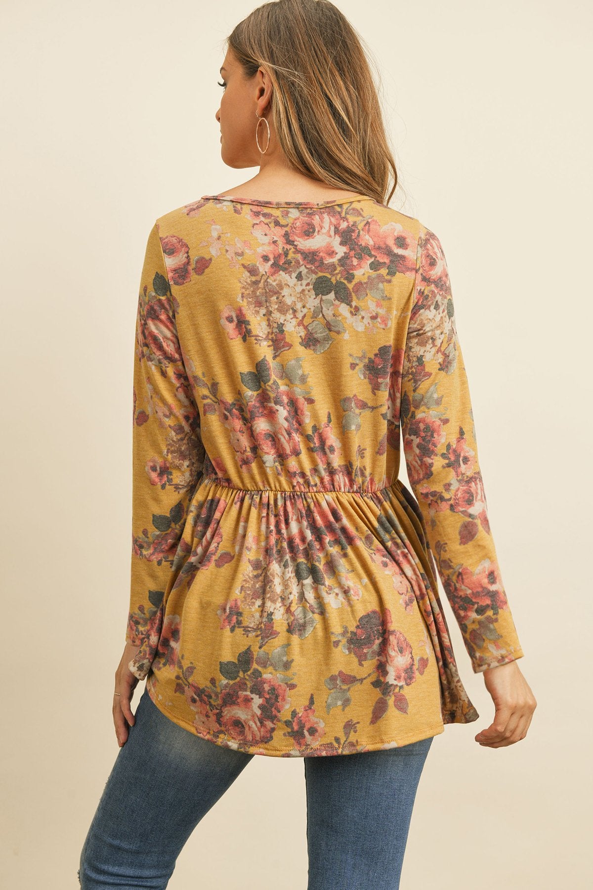 Floral Long Sleeved Cinch Waist Lace Detail