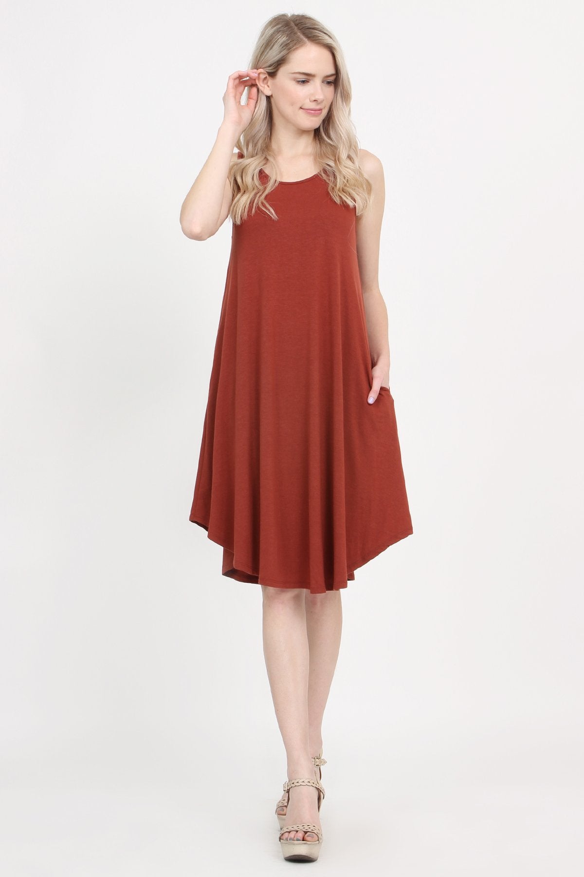 Sleeveless Pocket Swing Dress