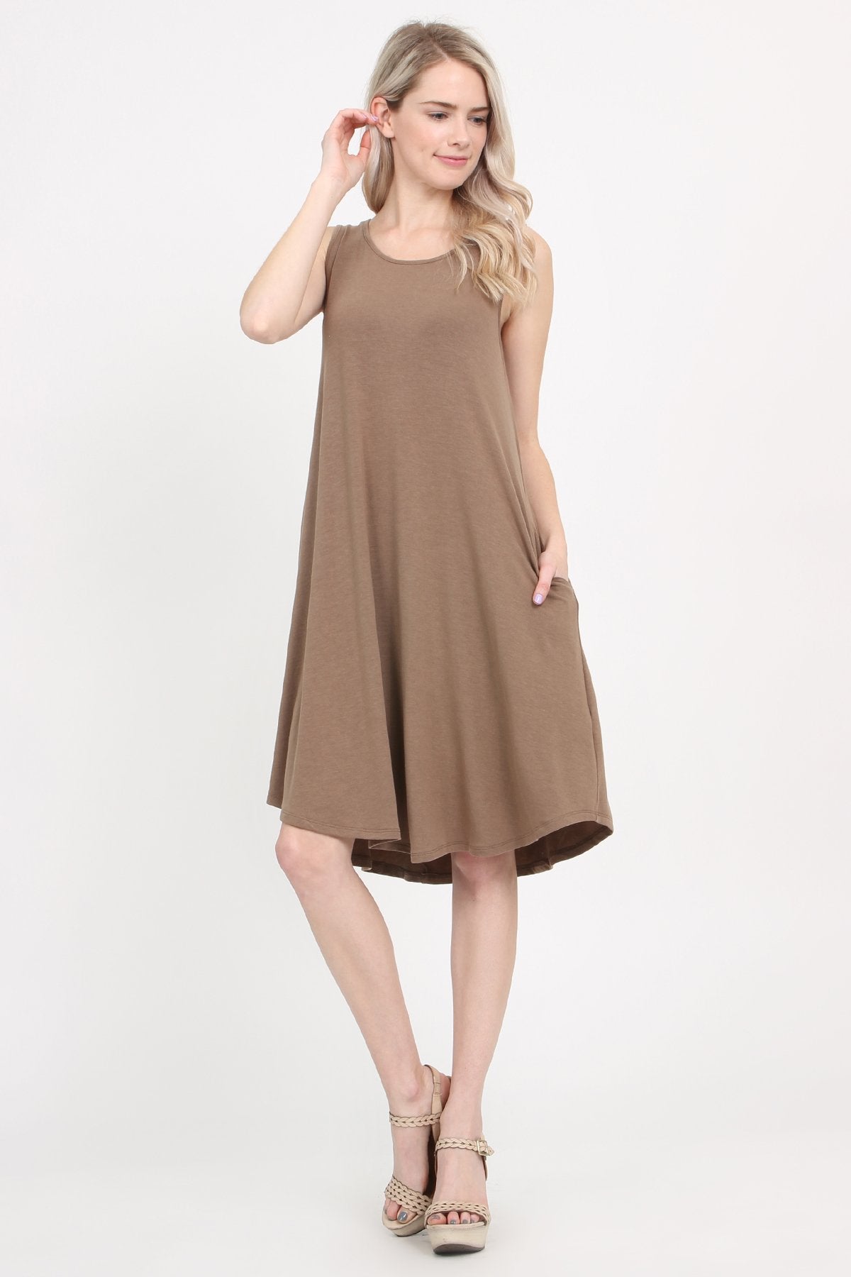 Sleeveless Pocket Swing Dress