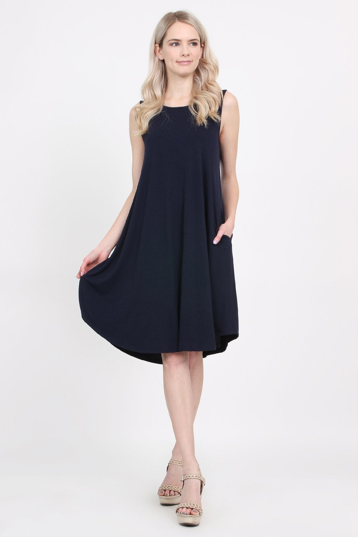 Sleeveless Pocket Swing Dress