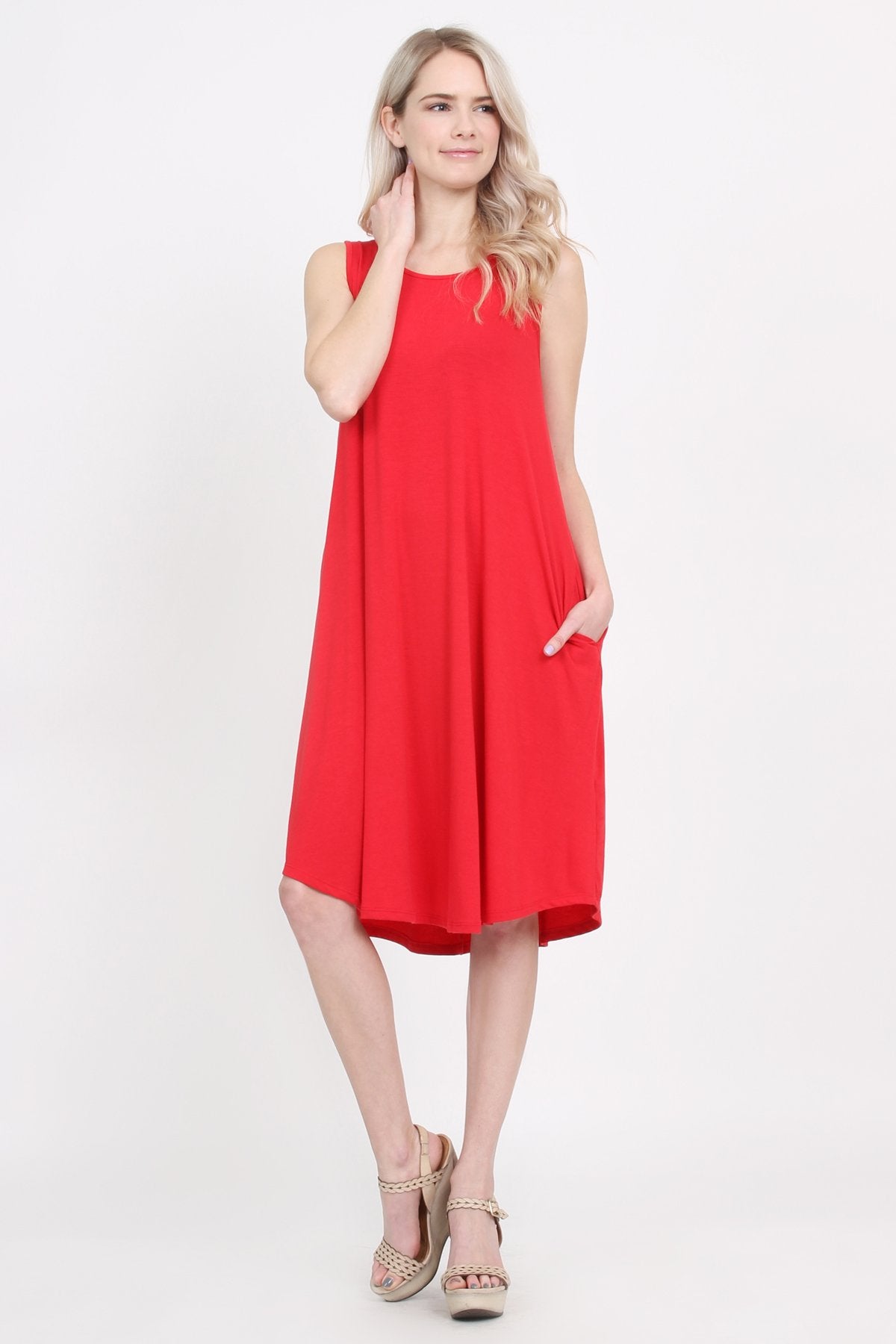 Sleeveless Pocket Swing Dress
