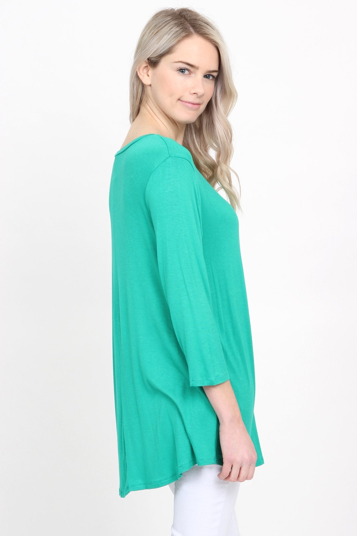 Premium 3/4 Sleeve Dolphin Hem Top